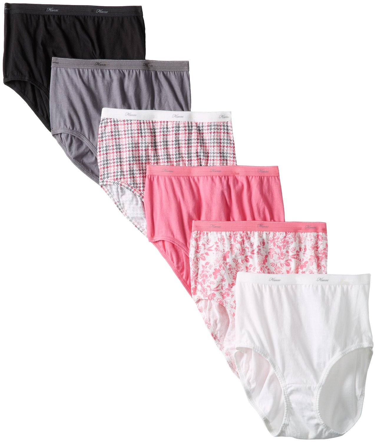 Hanes Women's 6-Pack Assorted Cotton Briefs - Soft Comfortable Ladies Panties Underwear Size 9 - Perfect for Everyday Wear, Travel & Gym