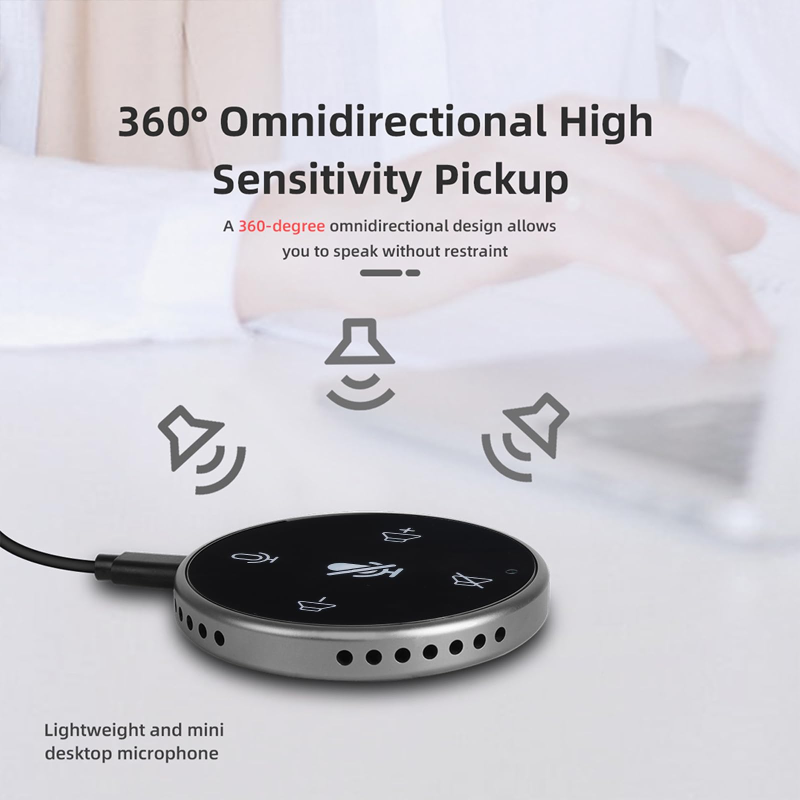 GRABLOOM 360° Voice Pickup USB Conference Speaker with Microphone - Ideal for Business Meetings, Webinars & Remote Team Collaboration