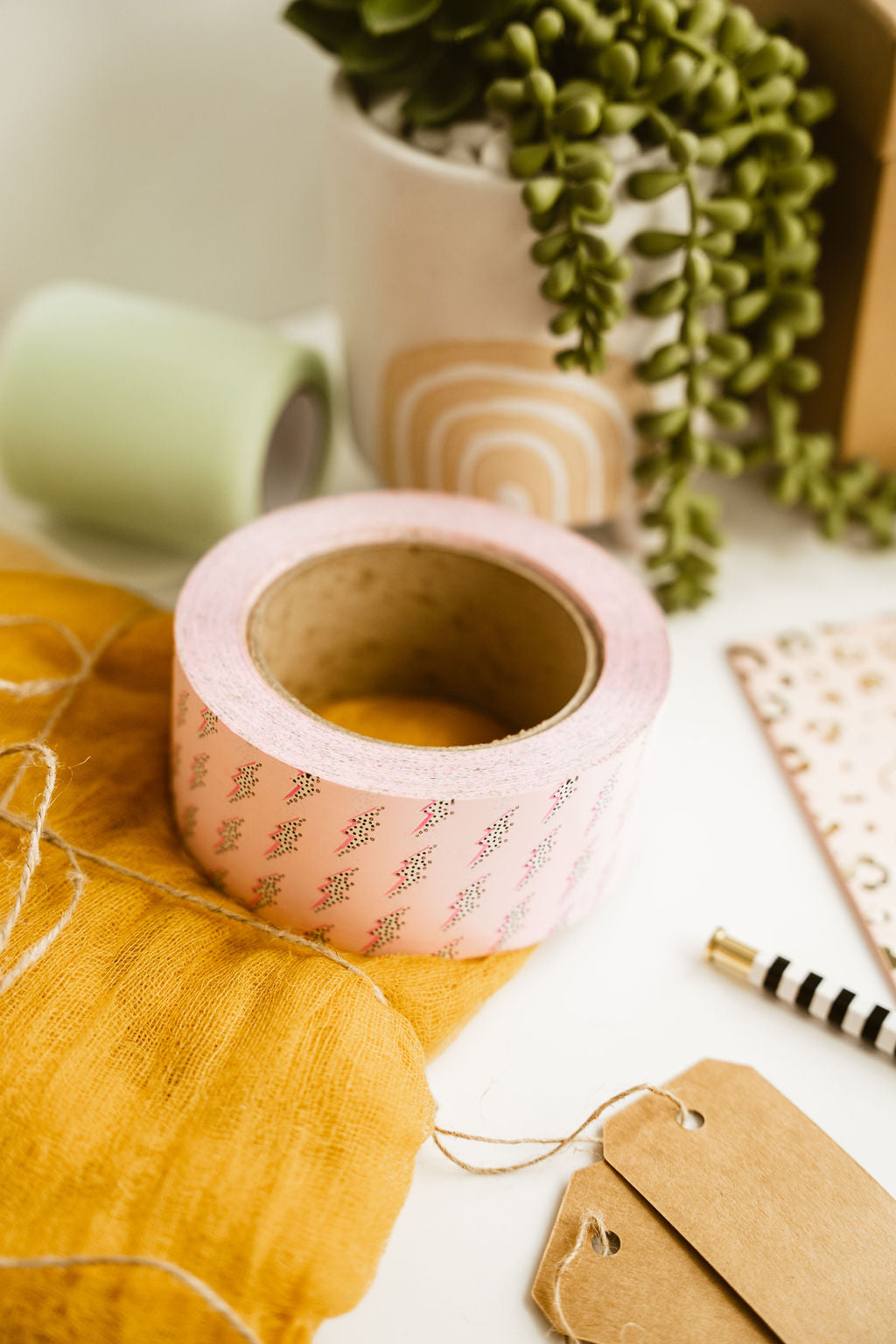 Lightning Bolt Print Packaging Tape - 1.97 Inch x 55 Yards - Waterproof & Strong Adhesive for Shipping Boxes, Moving, Storage & Gift Wrapping