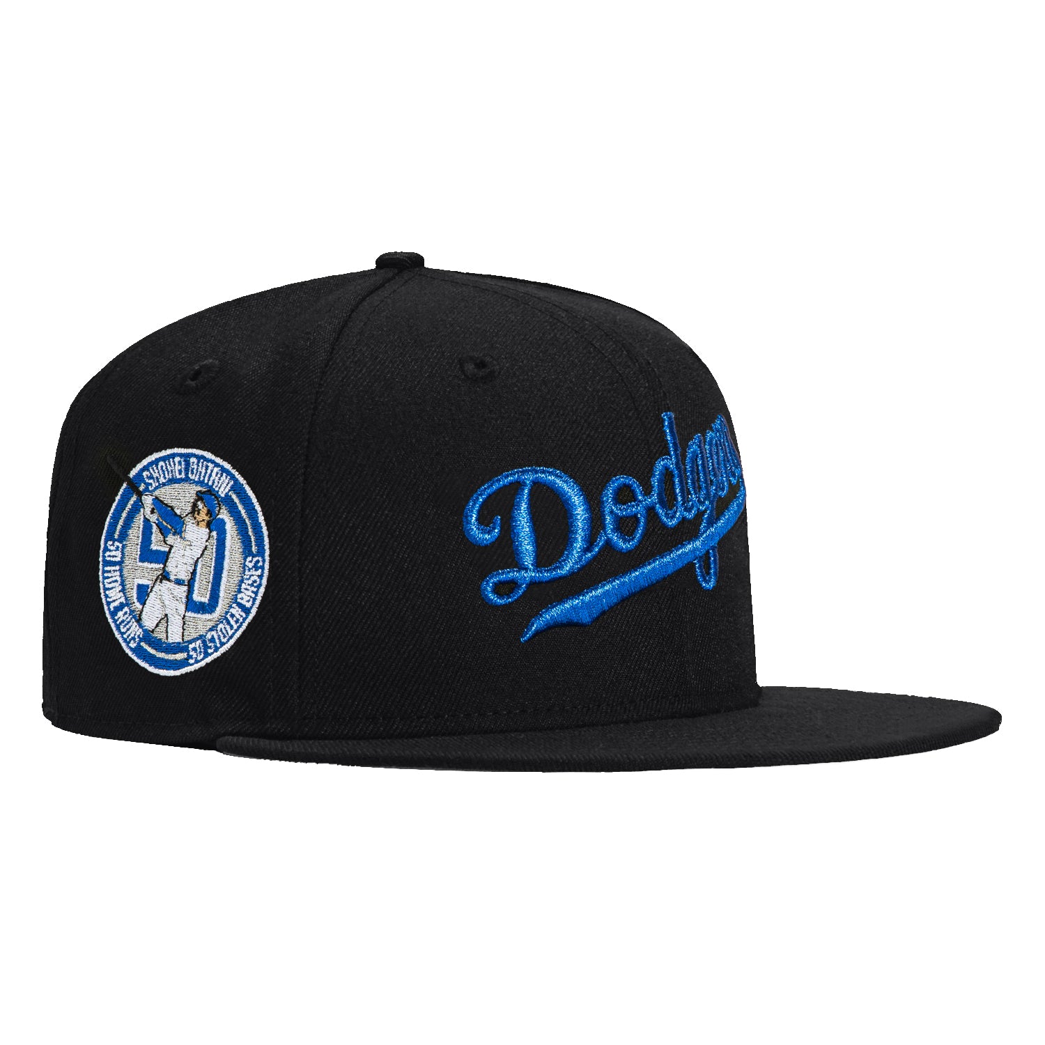 New Era 59Fifty Los Angeles Dodgers 50/50 Shohei Ohtani Patch Word Hat - Black & Royal Blue Baseball Cap for Men - Perfect for Games, Fan Gear & Streetwear Fashion