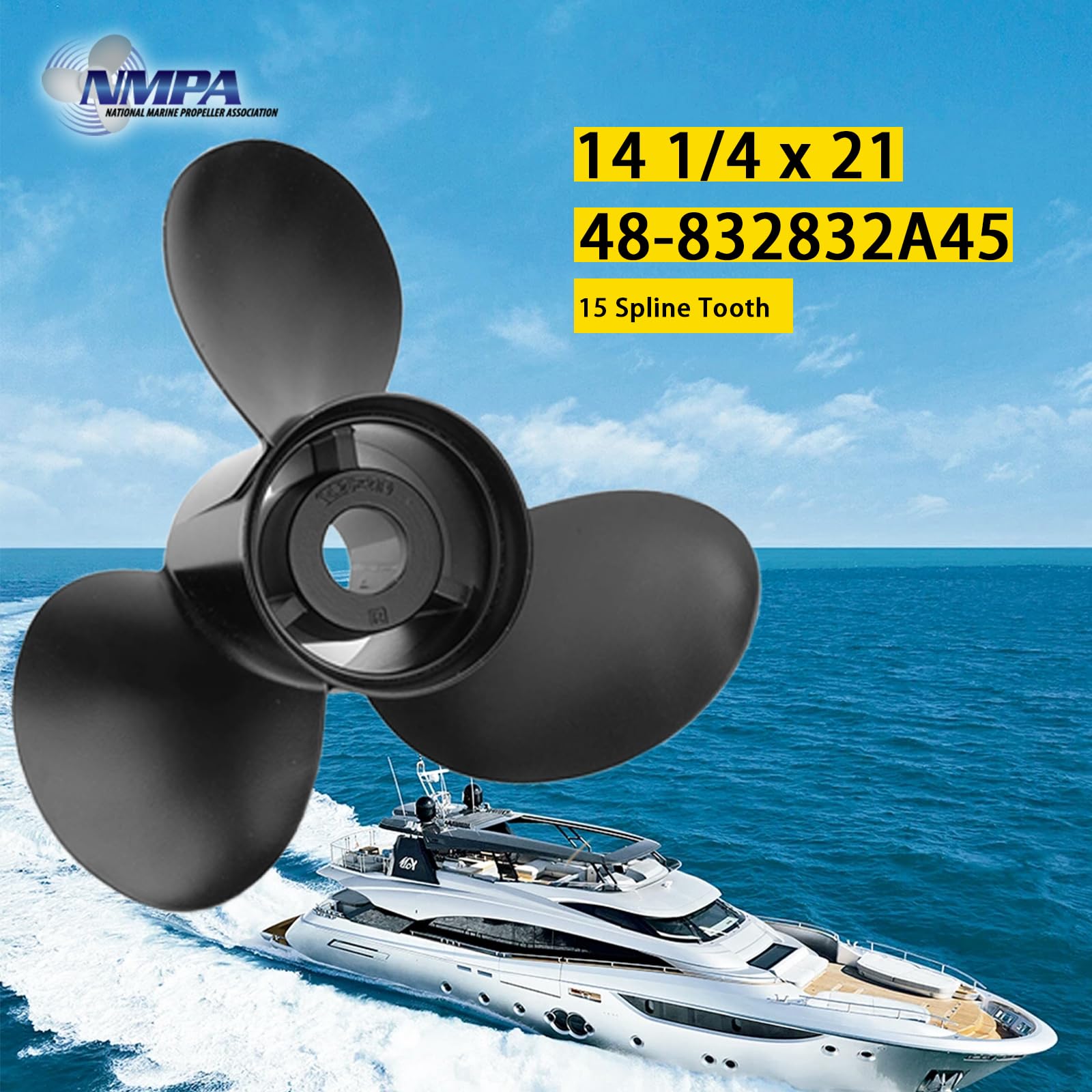 VIF Boat Propeller for Mercury Mercruiser Alpha One/Bravo One Outboard Motors 135-300 HP 2 & 4-Stroke - 15 Spline Tooth Aluminum Prop (Right Hand Rotation) - Perfect for Fishing, Boating & Water Sports