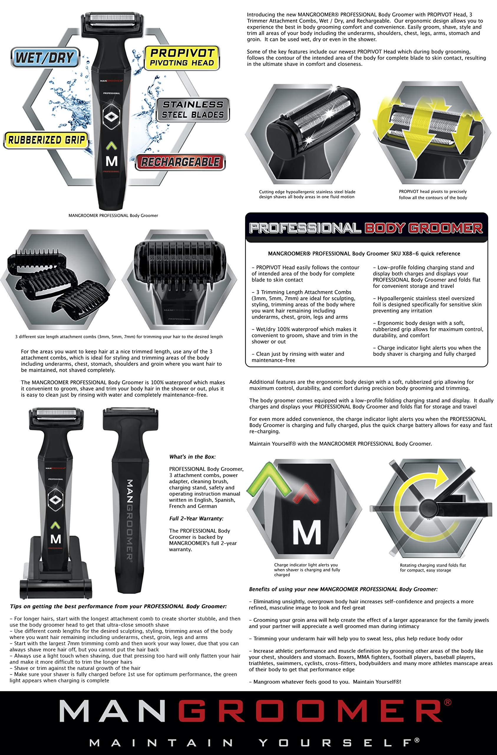**MANGROOMER Body Groomer Bundle – Essential Back Hair Shaver & Professional Body & Ball Trimmer for Men – $10 Value Pack – Perfect for Travel, Gym & Home Grooming**
