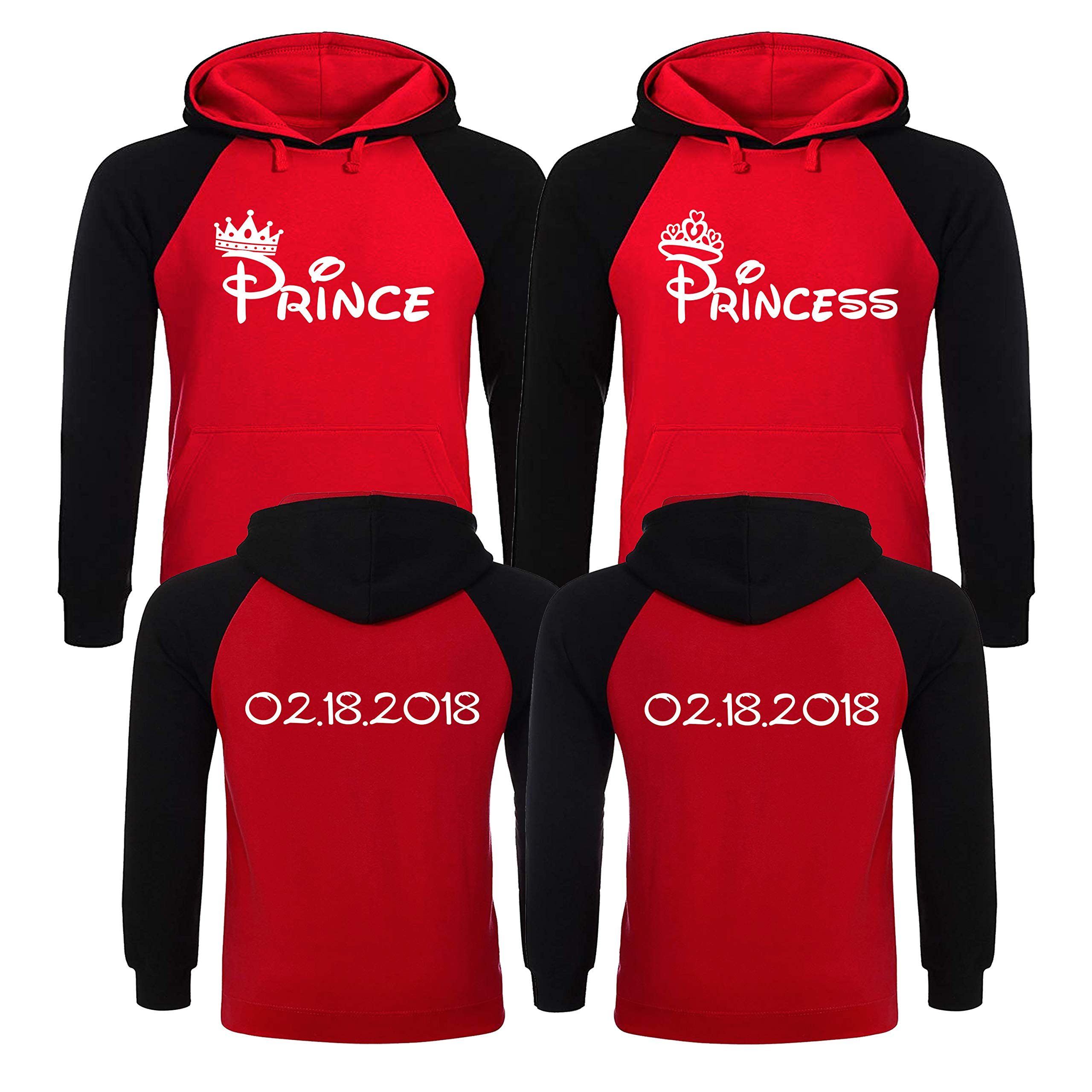 Custom Prince and Princess Hoodies for Couples & Families - Personalized King Queen Prince Princess Matching Hoodie Sets - Perfect for Family Photos, Couple Outfits & Themed Events