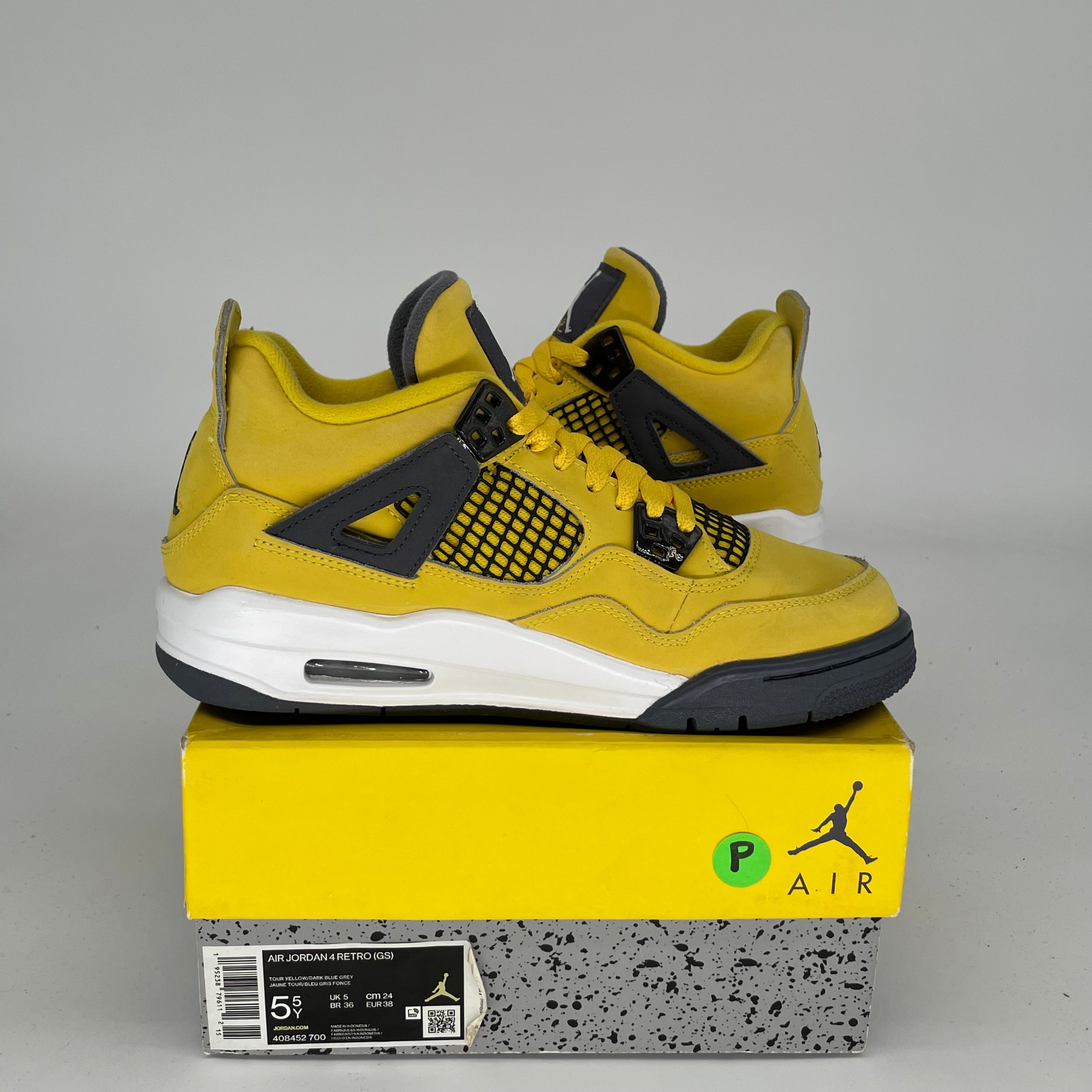 AIR JORDAN 4 LIGHTNING Sneakers Size 5.5Y (408452-700) - Retro Basketball Shoes for Men & Kids - Perfect for Streetwear, Sports & Collectors