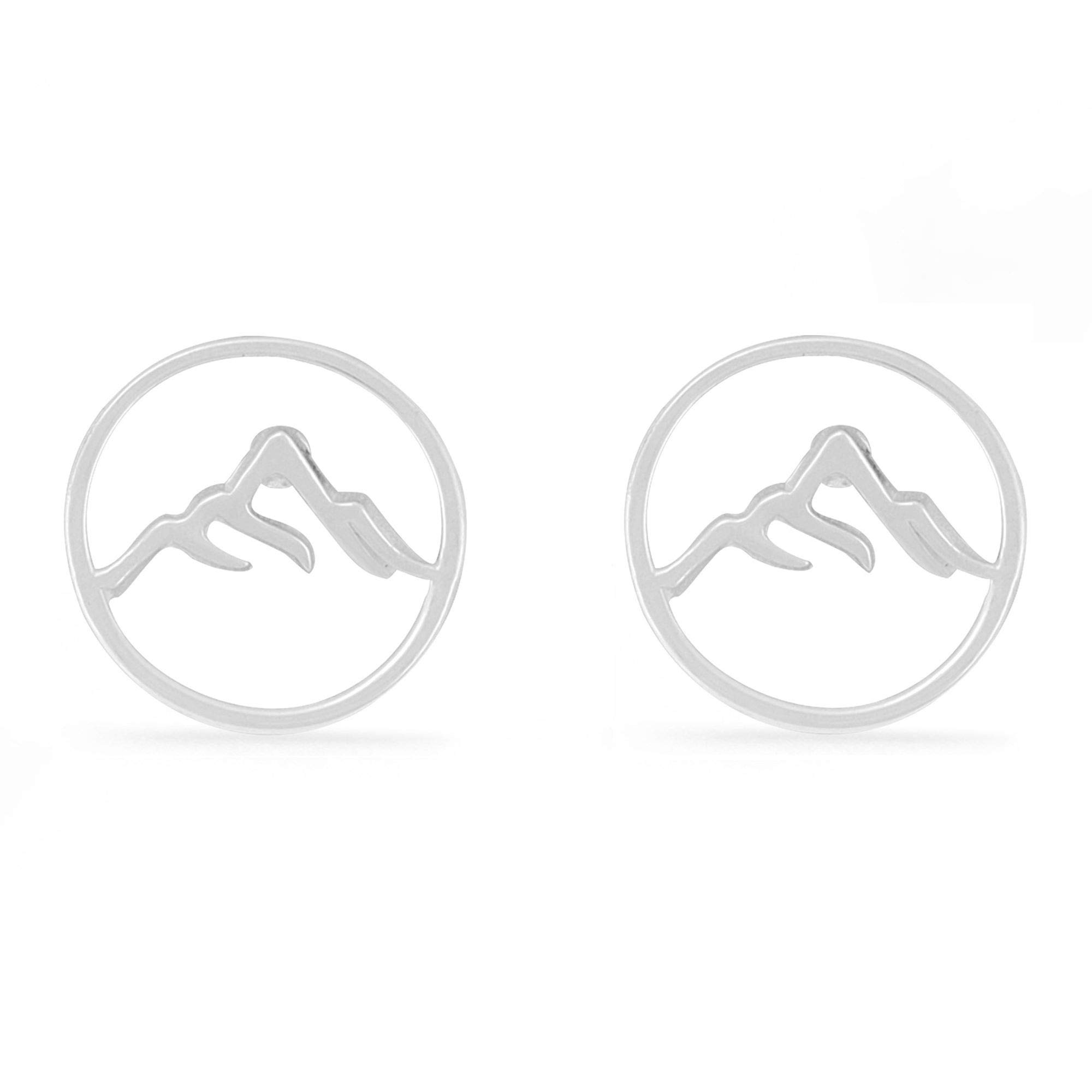 Boma Jewelry Sterling Silver Circle Mountain Peak Stud Earrings for Women – Minimalist Geometric Earrings for Everyday Wear, Gifts & Special Occasions