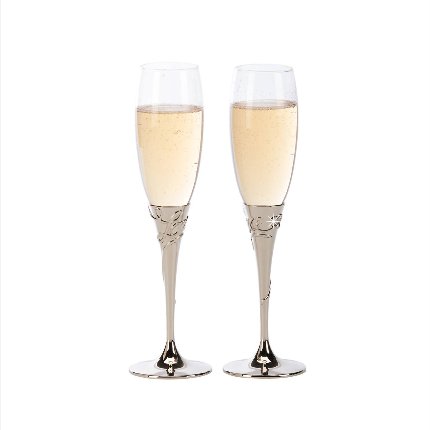 Elegant Nickel Champagne Flutes Set for Wedding Toasts & Romantic Celebrations - Perfect for Anniversaries, Valentine's Day & Special Occasions