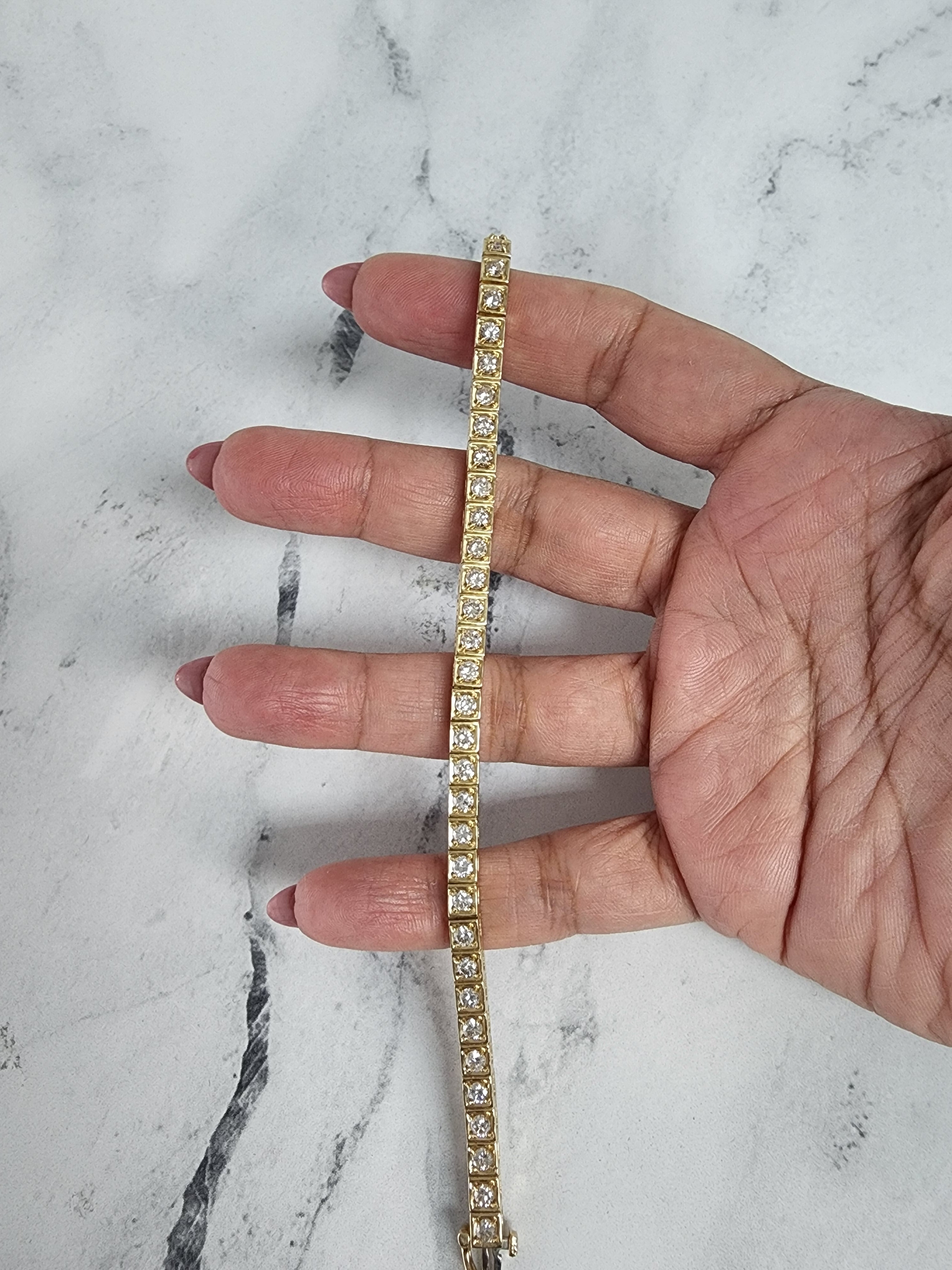 5 Carat Diamond Tennis Bracelet - Square Bezel Setting for Women, Elegant Jewelry Gift for Anniversary, Wedding & Special Occasions