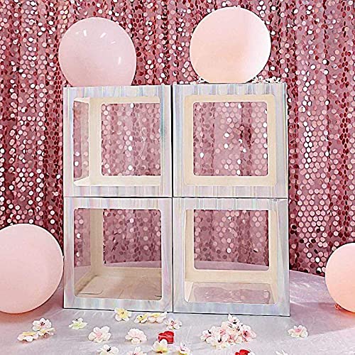 2 Pack Clear Iridescent 12 Inch Transparent Balloon Gift Boxes - Perfect for Birthday Parties, Baby Showers & Wedding Decorations