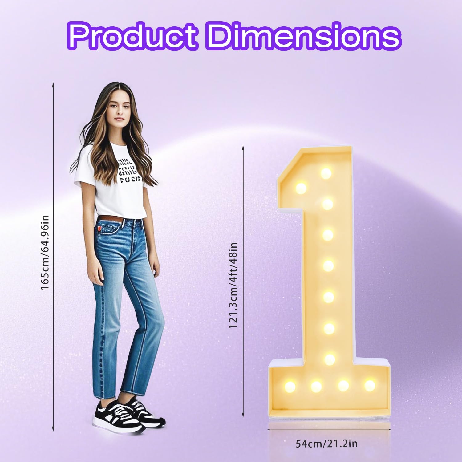 4FT Light Up Plastic Marquee Numbers 1 - Corrugated Plastic Board for Easy Assembly - Perfect for Birthday Parties, Yard Sales & Photo Backdrops - No Tools Required, Reusable Decorations