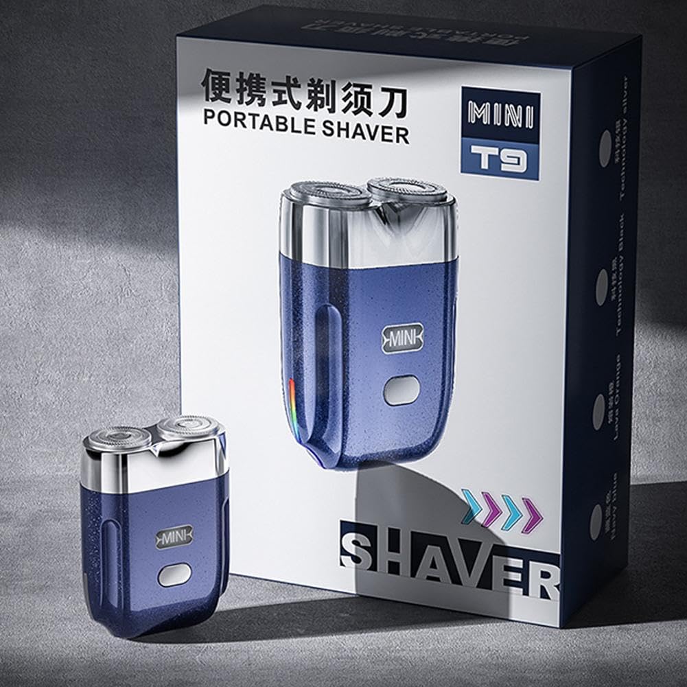 Mini Dual-Head Electric Shaver for Men & Women - Portable Travel Shaver with 2 Washable Heads - Rechargeable Cordless Electric Razor for Face & Body - Perfect Gifts for Christmas, Birthday & Travel (Blue)