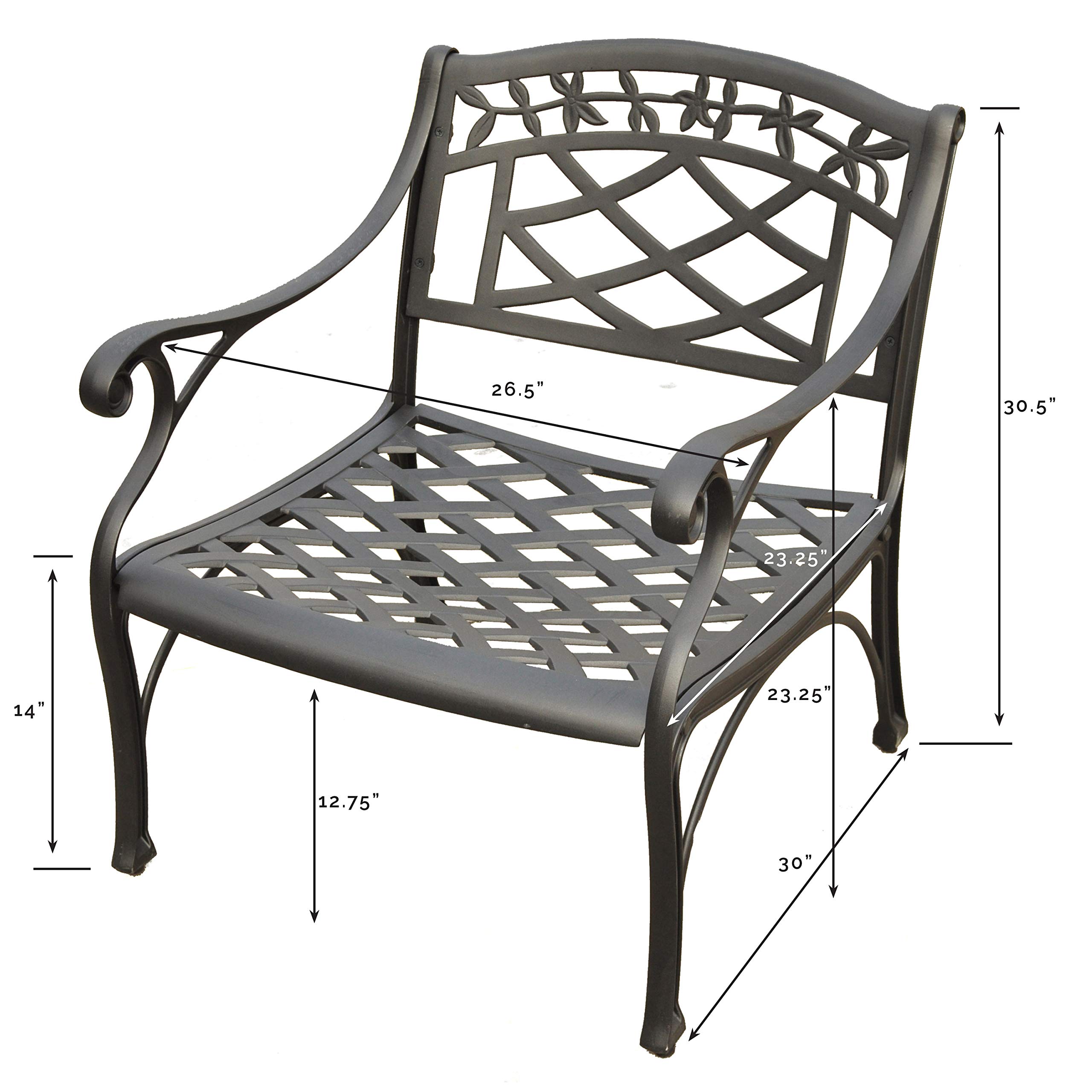Crosley Sedona 2-Piece Outdoor Patio Chair Set - Durable Cast Aluminum Conversation Chairs for Porch, Deck, Garden & Backyard - Weather-Resistant Black Furniture for Relaxing & Entertaining