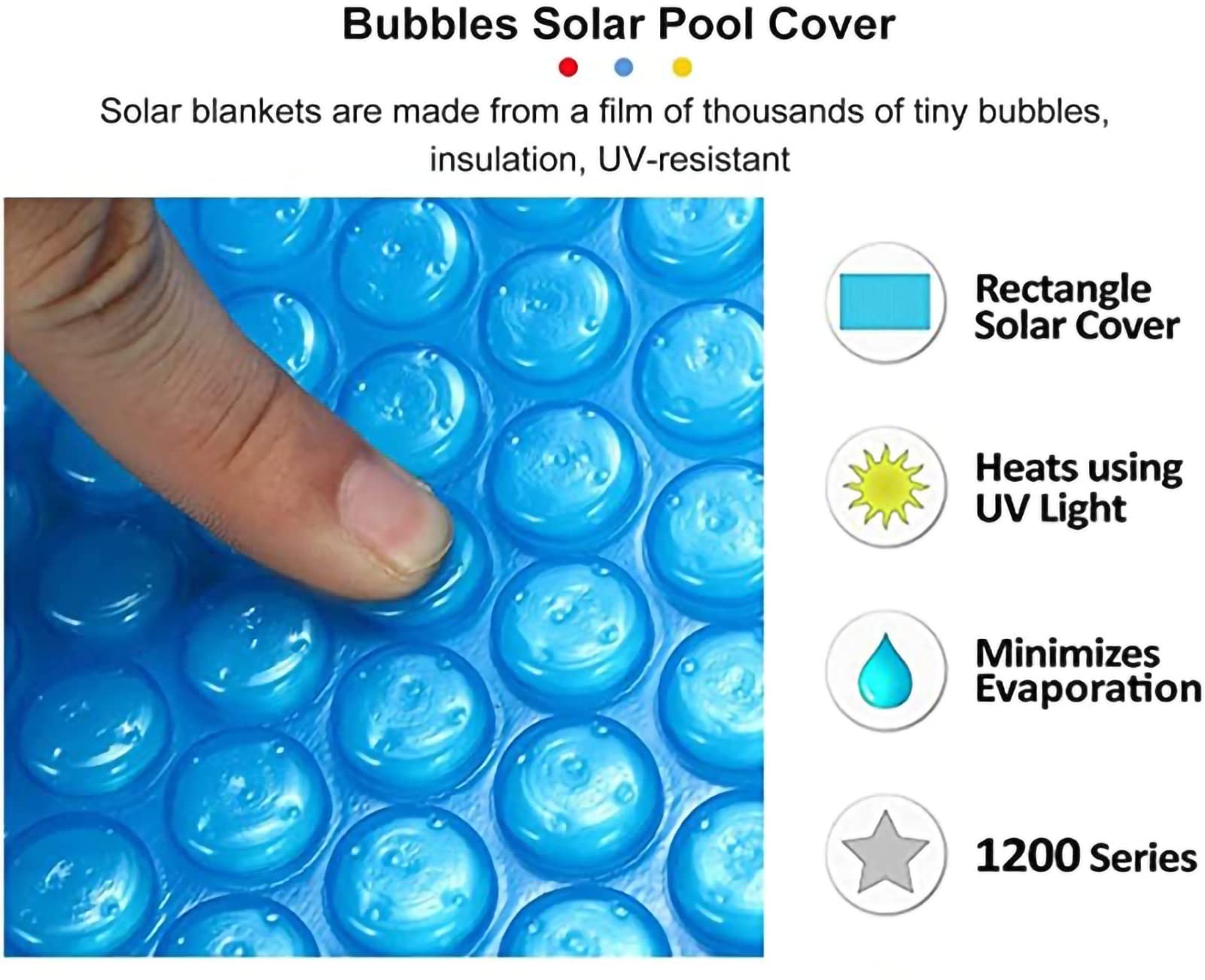 Solar Pool Cover 10ft x 26ft - UV Protection, Bubble Insulation, Foldable Design for Heat Retention - Perfect for Inground & Above Ground Family Swimming Pools - Enjoy Warmer Water & Reduced Evaporation
