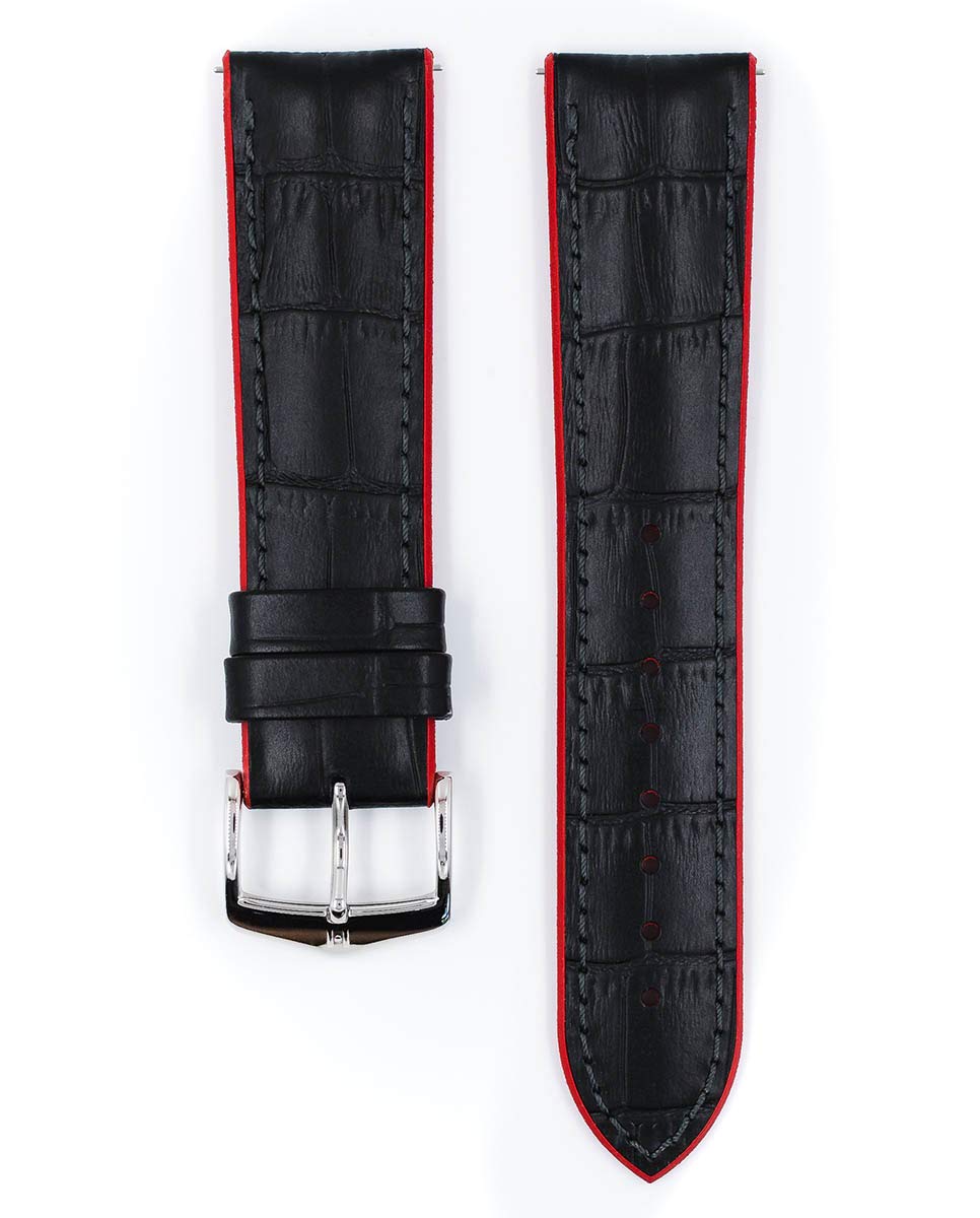 Premium Hirsch Andy Calf Leather Watch Strap - Embossed Rubber Performance Band - 18mm, 20mm, 22mm, 24mm Sizes - Quick Release Spring Bars - Perfect for Dress Watches, Business Attire & Everyday Wear