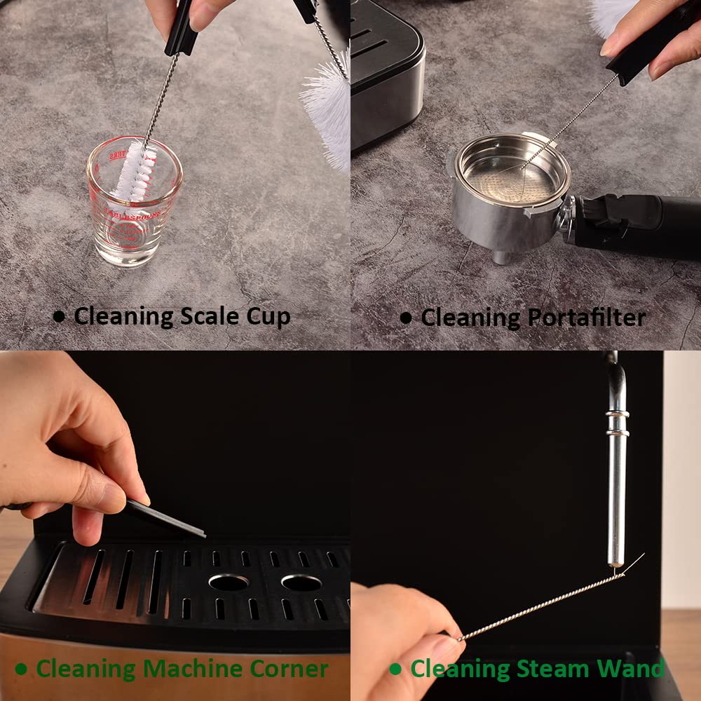 **CAFEMASY 5-Piece Espresso Machine Cleaning Brush Set - Barista Tools for Group Head, Steam Wand, Milk Frother & Drip Tray - Perfect for Home & Commercial Coffee Makers (Ideal for Espresso Machines, Coffee Mugs & Barista Maintenance)**