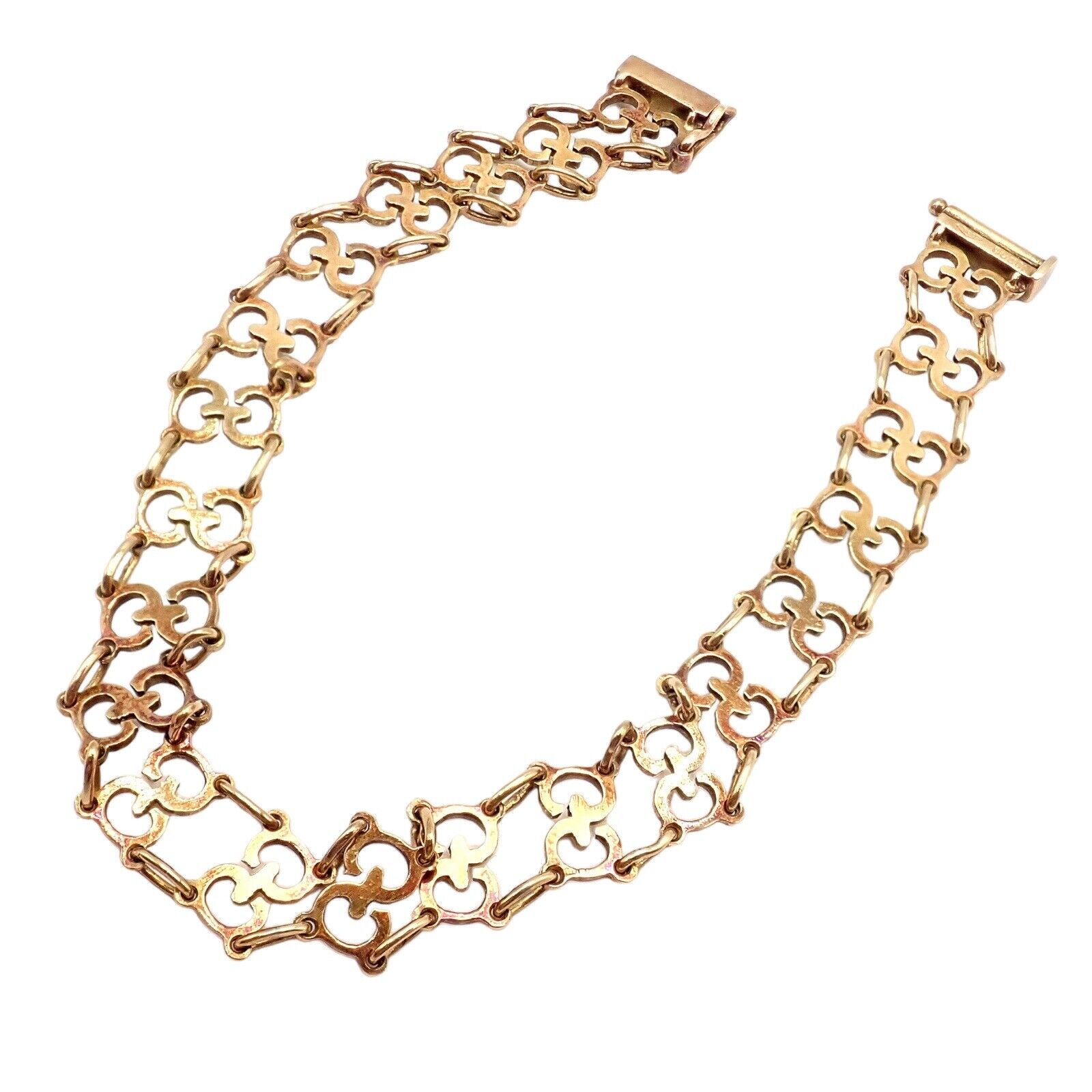 Authentic Vintage Gucci 18k Yellow Gold Logo Bracelet for Women - Luxury Fashion Jewelry Gift for Birthday, Anniversary & Special Occasions