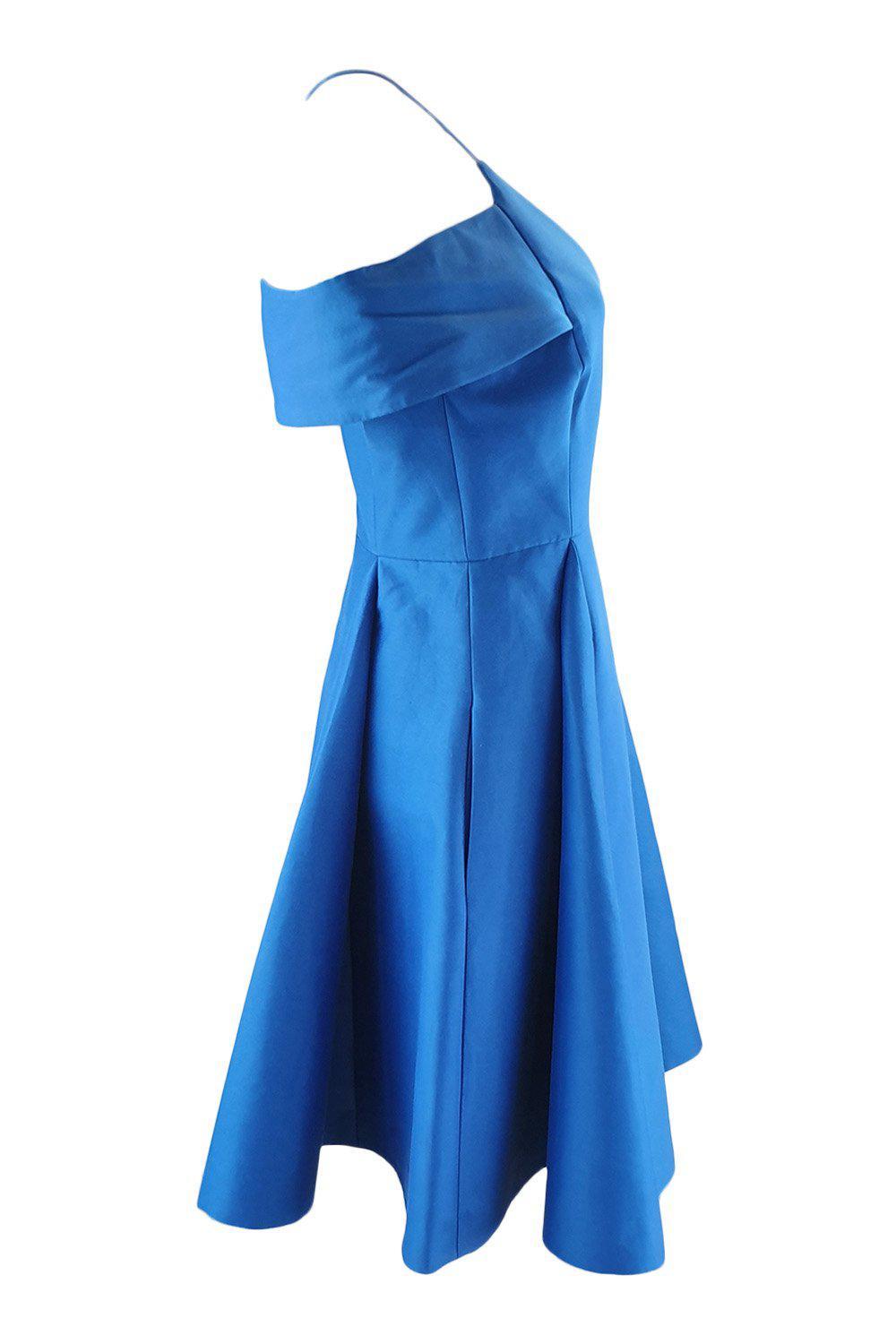 HALSTON HERITAGE Women's Cold Shoulder V-Neck Silk Faille Cocktail Dress - Elegant Evening Party Gown for Weddings, Galas & Special Occasions