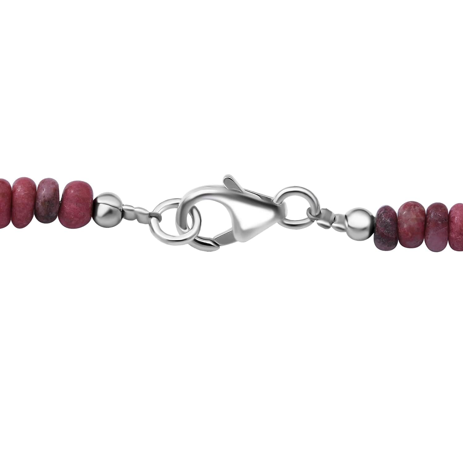 925 Sterling Silver Rhodium Plated Thulite Necklace for Women - 18