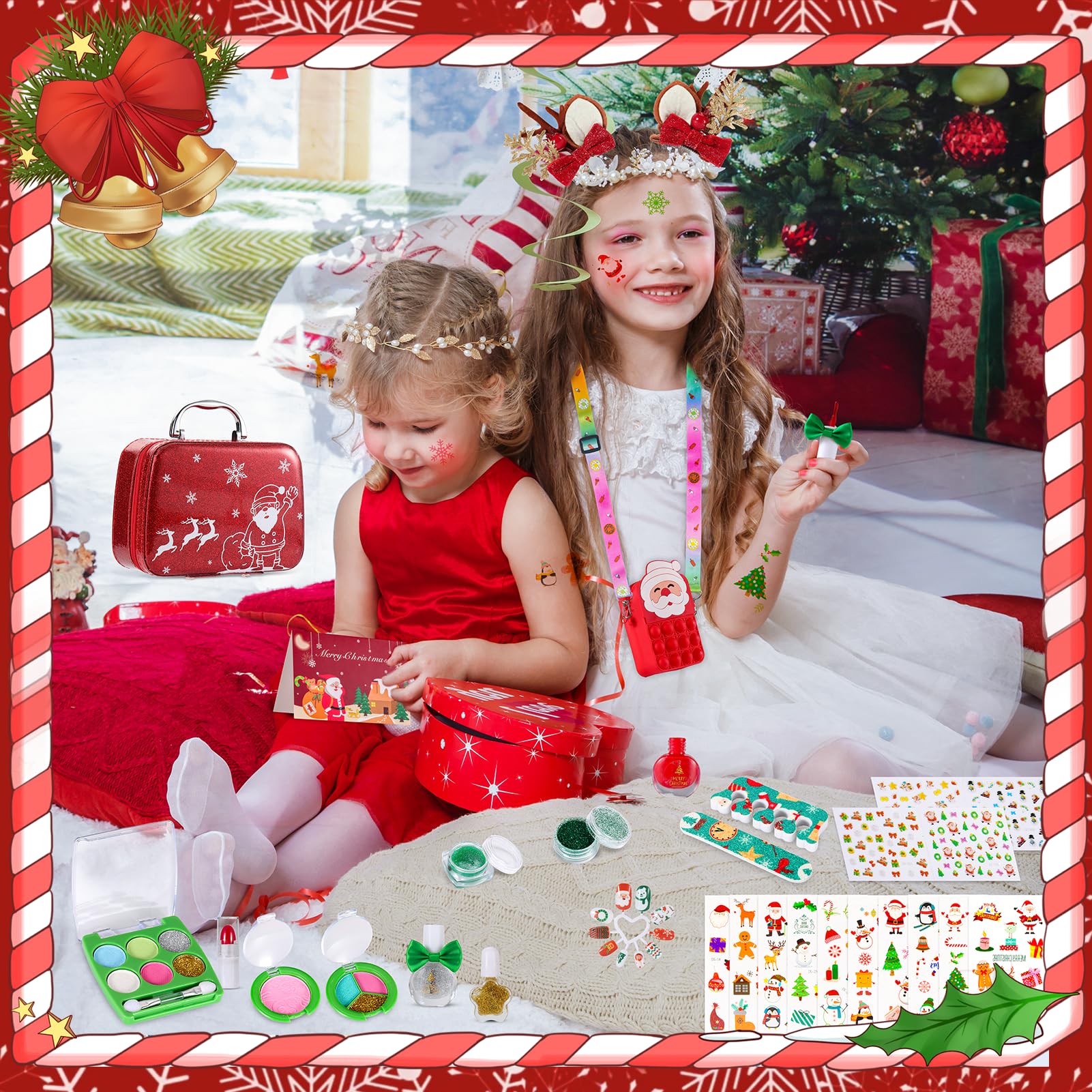 NATTHSWE 31 PCS Kids Makeup Kit for Girls, Washable Makeup Set with Travel Case - Perfect Birthday Gift for Girls Ages 3-10 | Pretend Play, Dress Up, Parties & More