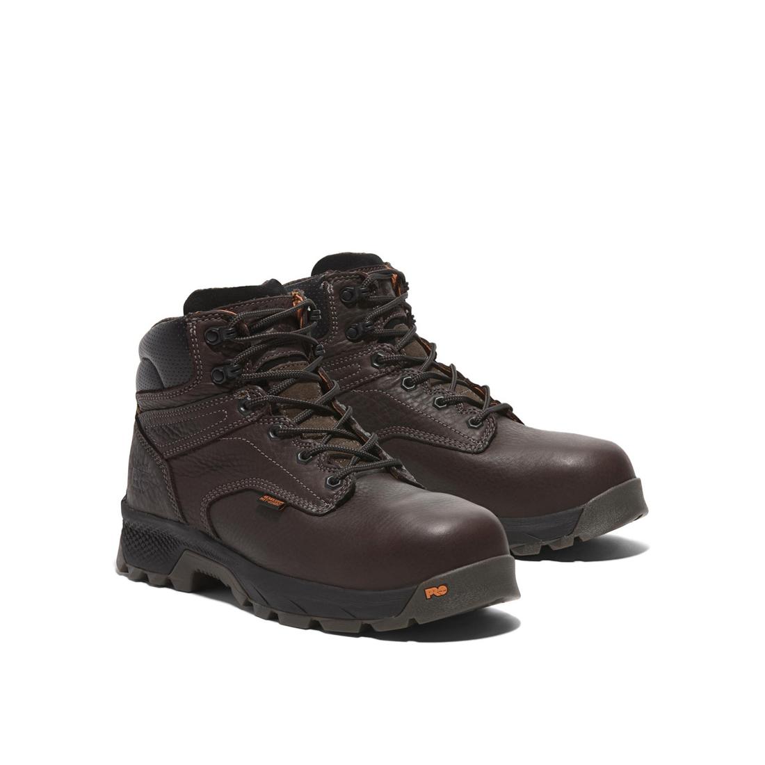 Titan EV 6 Inch Composite Toe Work Boots for Men - Dark Brown Safety Shoes - Electrical Hazard & Slip Resistant - Ideal for Construction, Warehouse & Outdoor Work