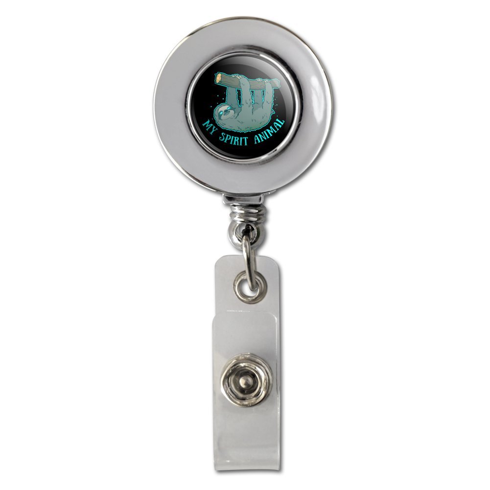 Sloth Retractable ID Badge Holder - Chrome Reel Clip for Work Security & Access Cards | Office, Hospital, School Use