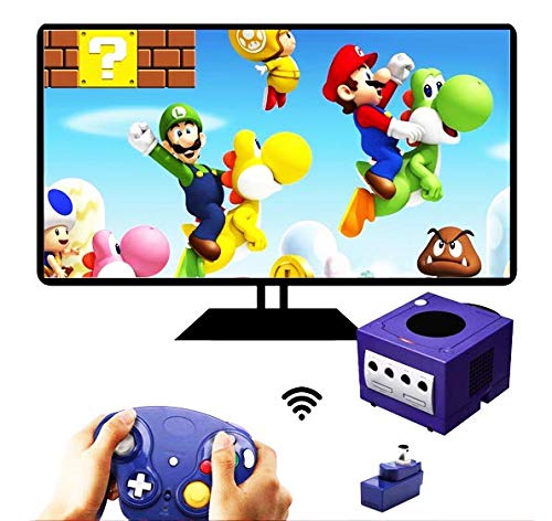 2.4G Wireless Game Cube Controller - 2 Pack Classic Gamepad with USB Receiver for Wii, NGC & GC (Black/Dark Blue) | Perfect for Retro Gaming & Multiplayer Sessions