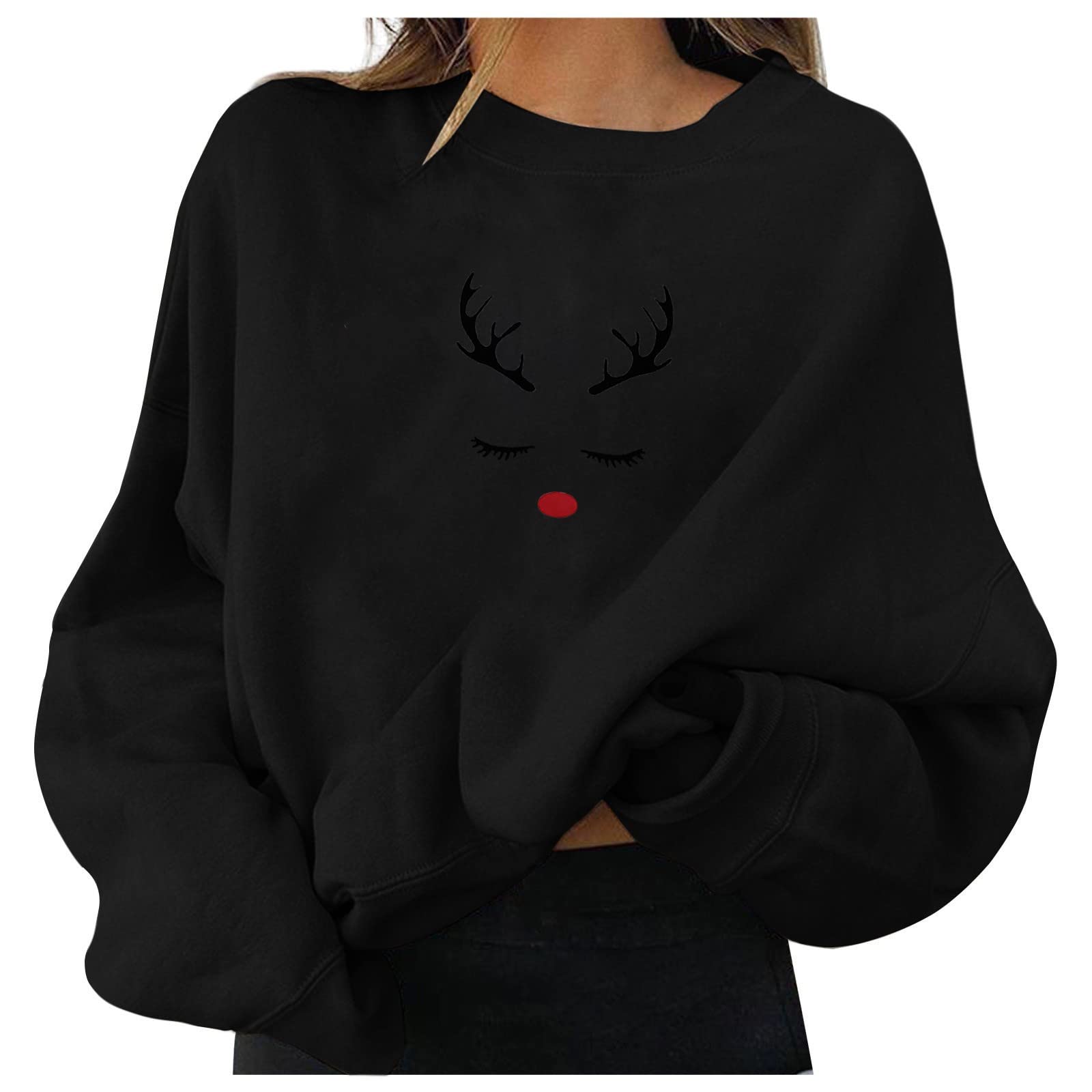 Funny Christmas Ugly Sweater Women's Long Sleeve Holiday Print Pullover - Cozy Fleece Hoodie & Sweatshirt for Xmas Parties, Family Gatherings & Winter Sleepwear