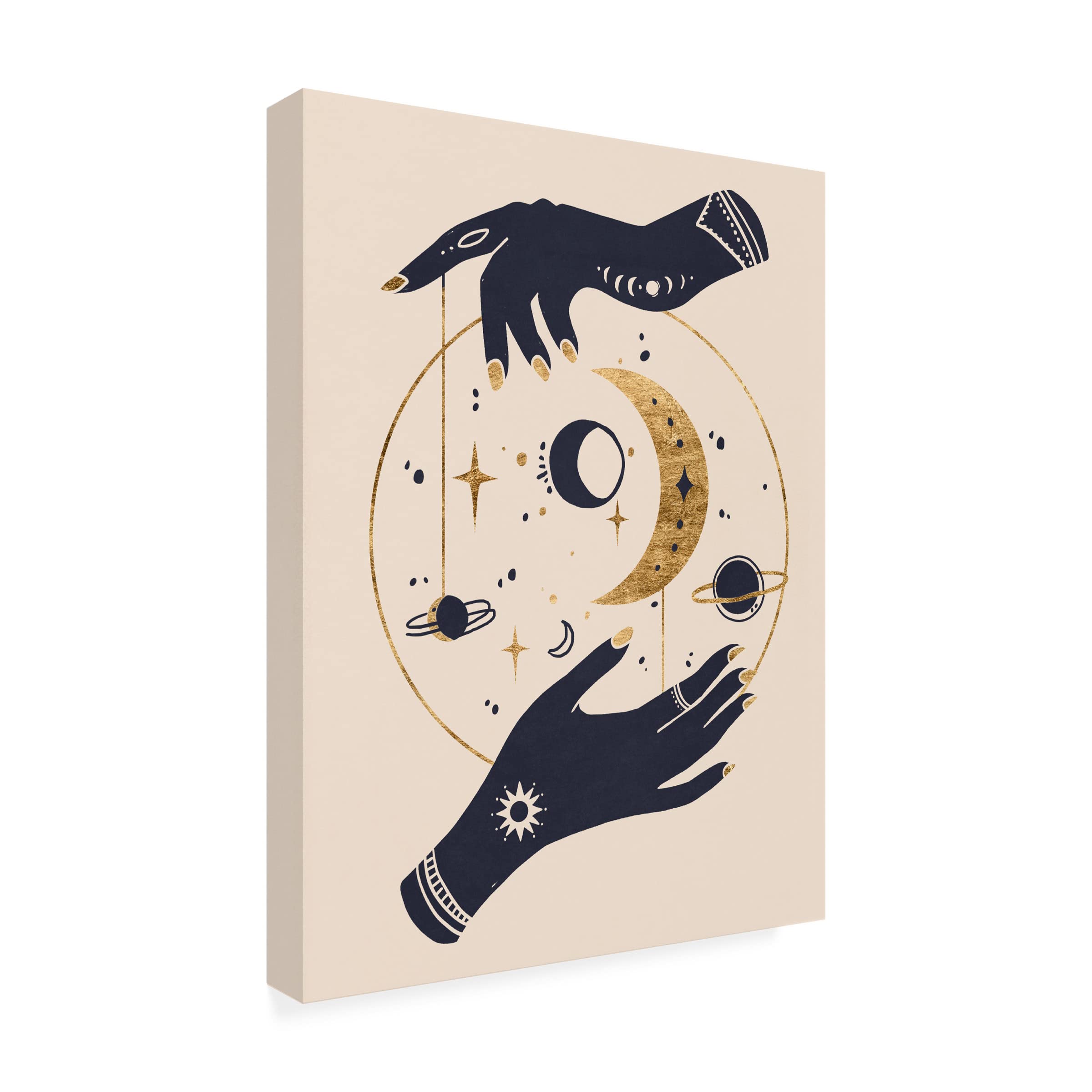 Annie Warren Moon Hands II Canvas Art Print - Modern Wall Decor for Living Room, Bedroom & Office - Trademark Fine Art Collection