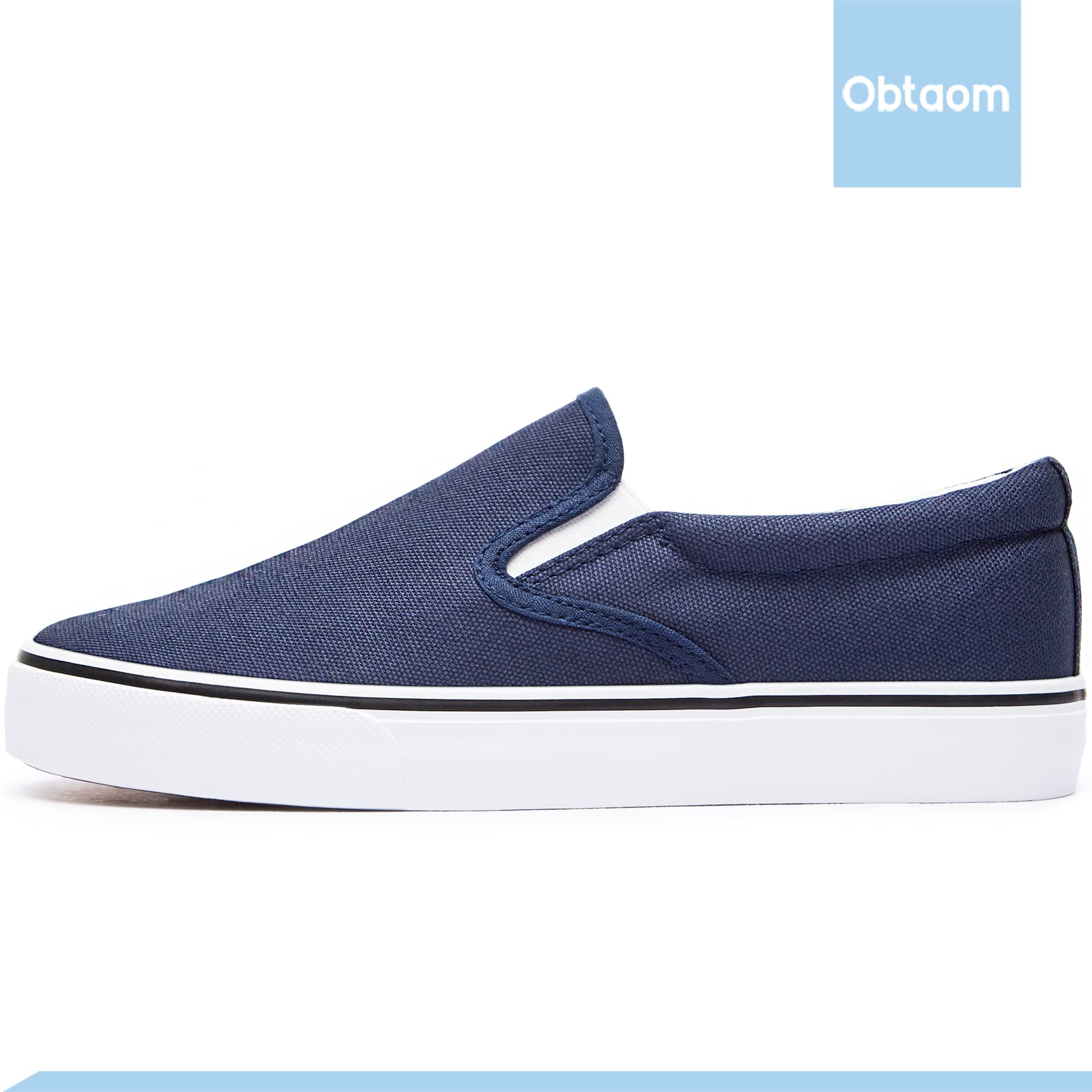 Obtaom Women's White Sneakers & Black Slip-On Shoes - Low Top Canvas Loafers for Casual Wear, Walking & Everyday Comfort