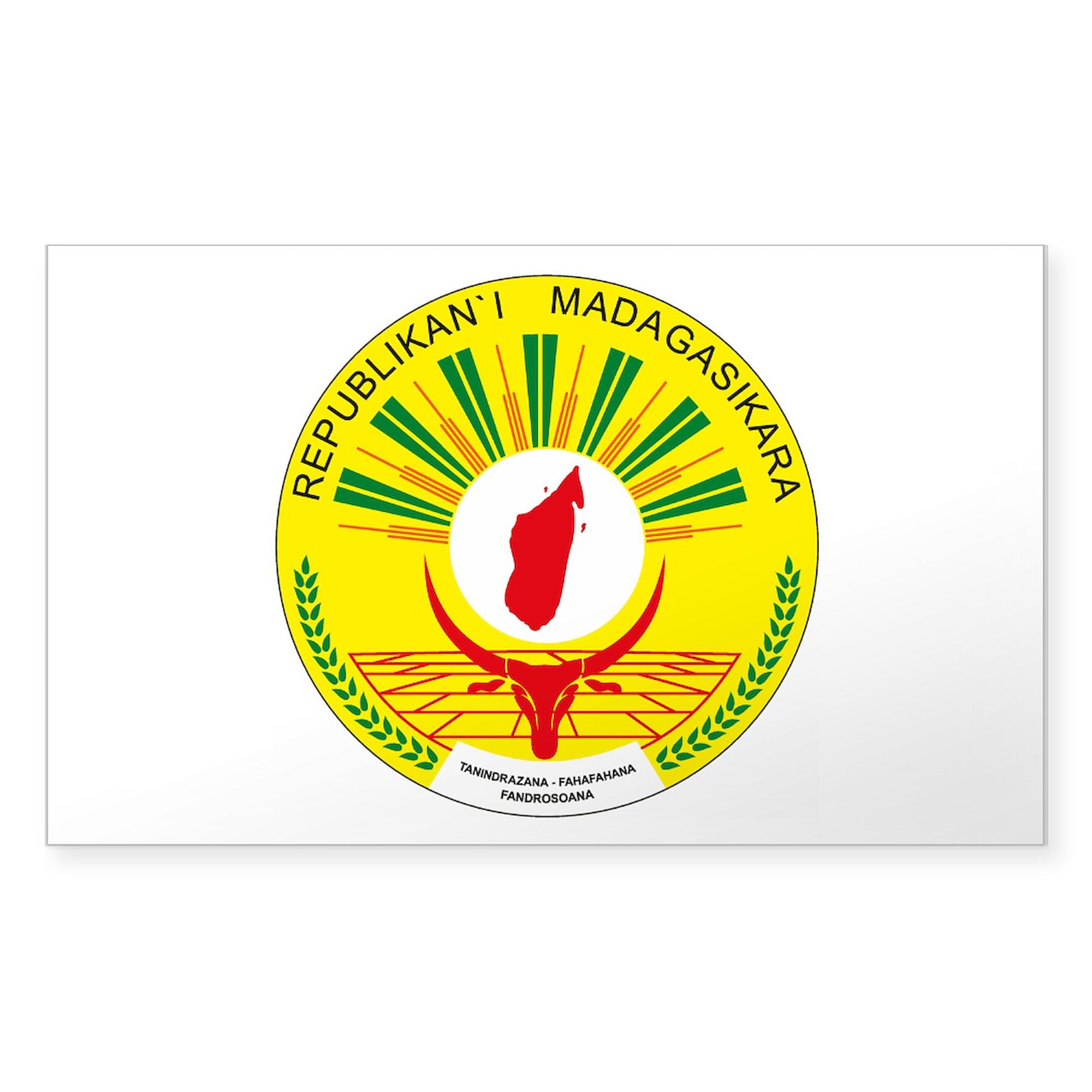Madagascar Coat of Arms Rectangle Sticker - Durable Bumper Sticker & Car Decal for Cars, Laptops, Water Bottles | Perfect for Travel Fans, National Pride & Personalization