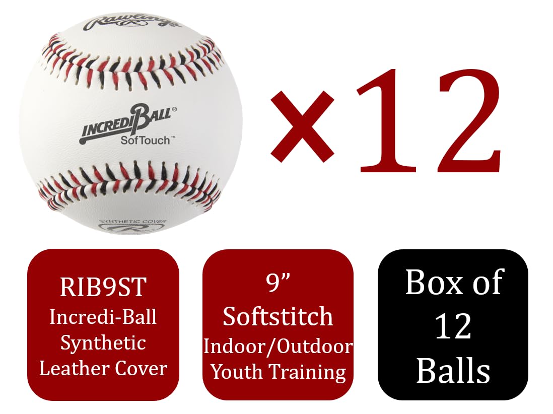 Rawlings Incredi-Ball White SoftStitch Baseballs - Soft Training Baseballs for Kids & Beginners | Perfect for Backyard Practice, Little League & T-Ball Games