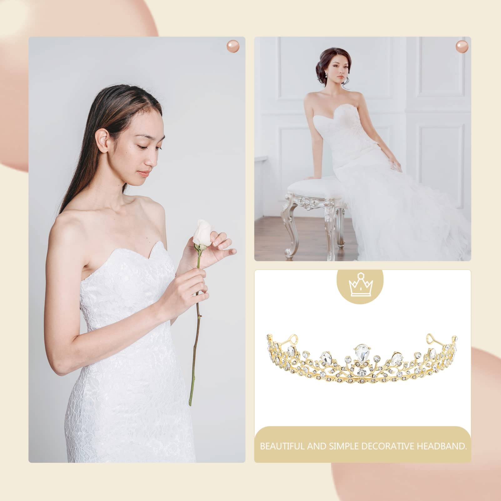 Sparkling Rhinestone Wedding Tiara for Bride - Elegant Bridal Crown Headpiece with Crystal Decor - Perfect for Bridal Showers, Weddings, and Fairy Tale-Themed Events