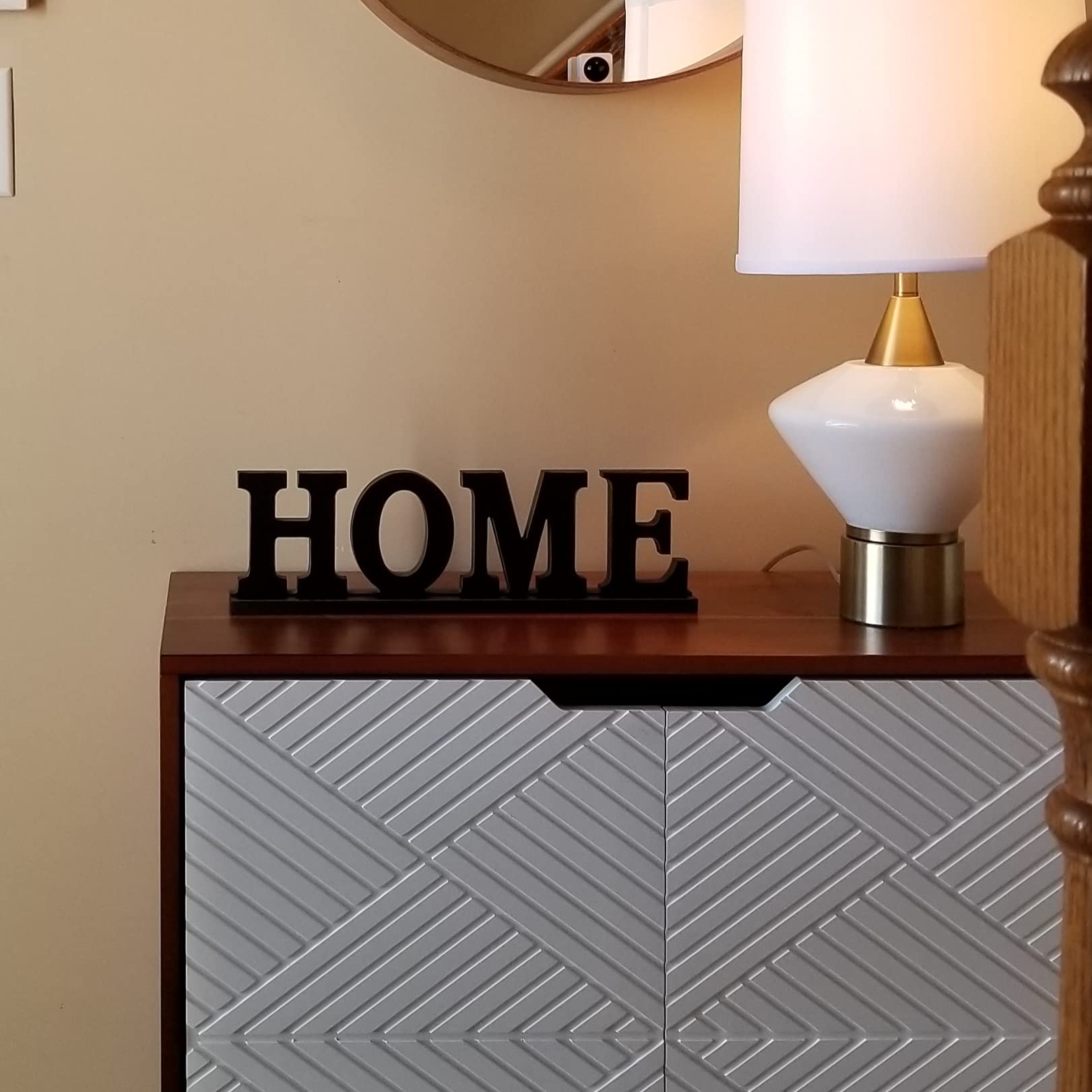 Rustic Wooden Home Sign - Black Freestanding Tabletop Decor with Family Block Letters (16.5