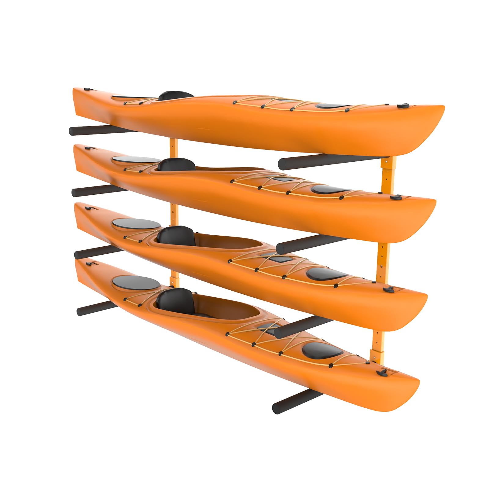 VEVOR 4-Capacity Wall Mounted Kayak Storage Rack - Heavy Duty 400 LB Capacity Adjustable Padded Kayak Canoe Paddle Board Holder for Indoor Outdoor Garage, Backyard, or Boat House - Perfect for Space Saving Kayak Organization and Secure Storage