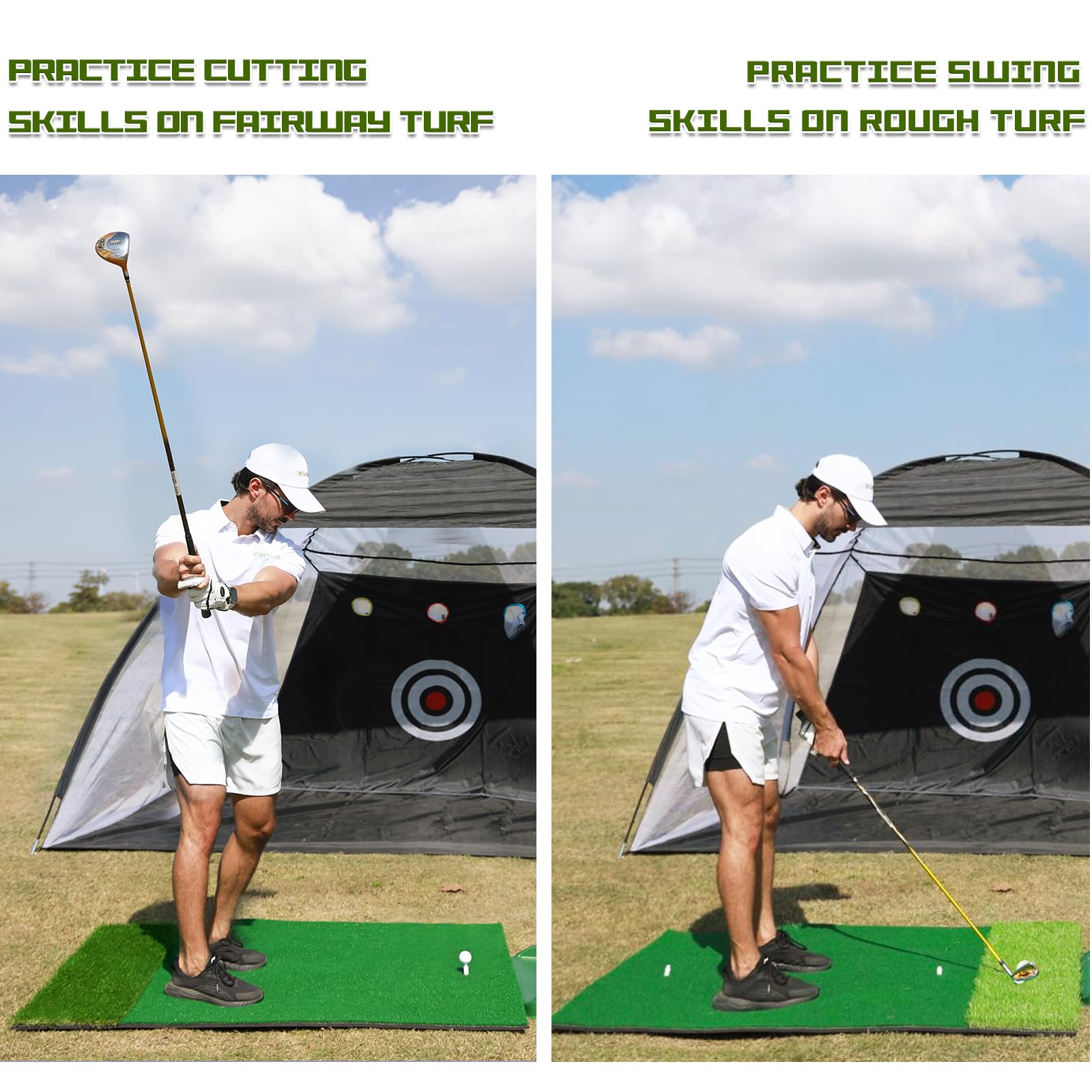 Premium MyVoice Pro 5x4ft Thickened Golf Practice Mat Set - High-Elastic Non-Slip Base with Multiple Turf Options for Indoor/Outdoor Training | Perfect for Backyard, Garage & Driving Range Precision Shot Practice