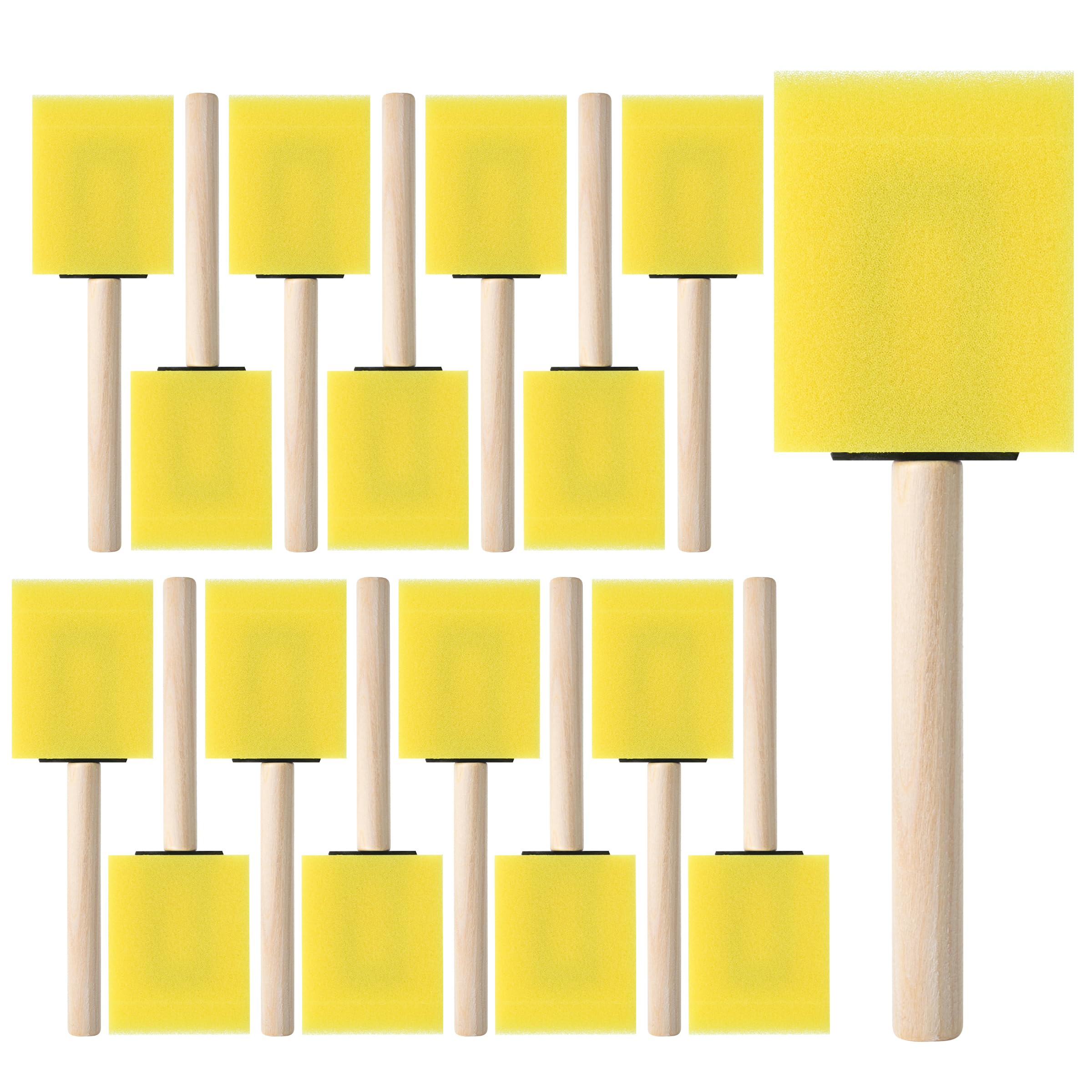 Bates 2 Inch Foam Paint Brushes - 16 Pack Yellow Sponge Brushes for Painting, Staining & Mod Podge - Ideal for Crafts, DIY Projects & Home Decor