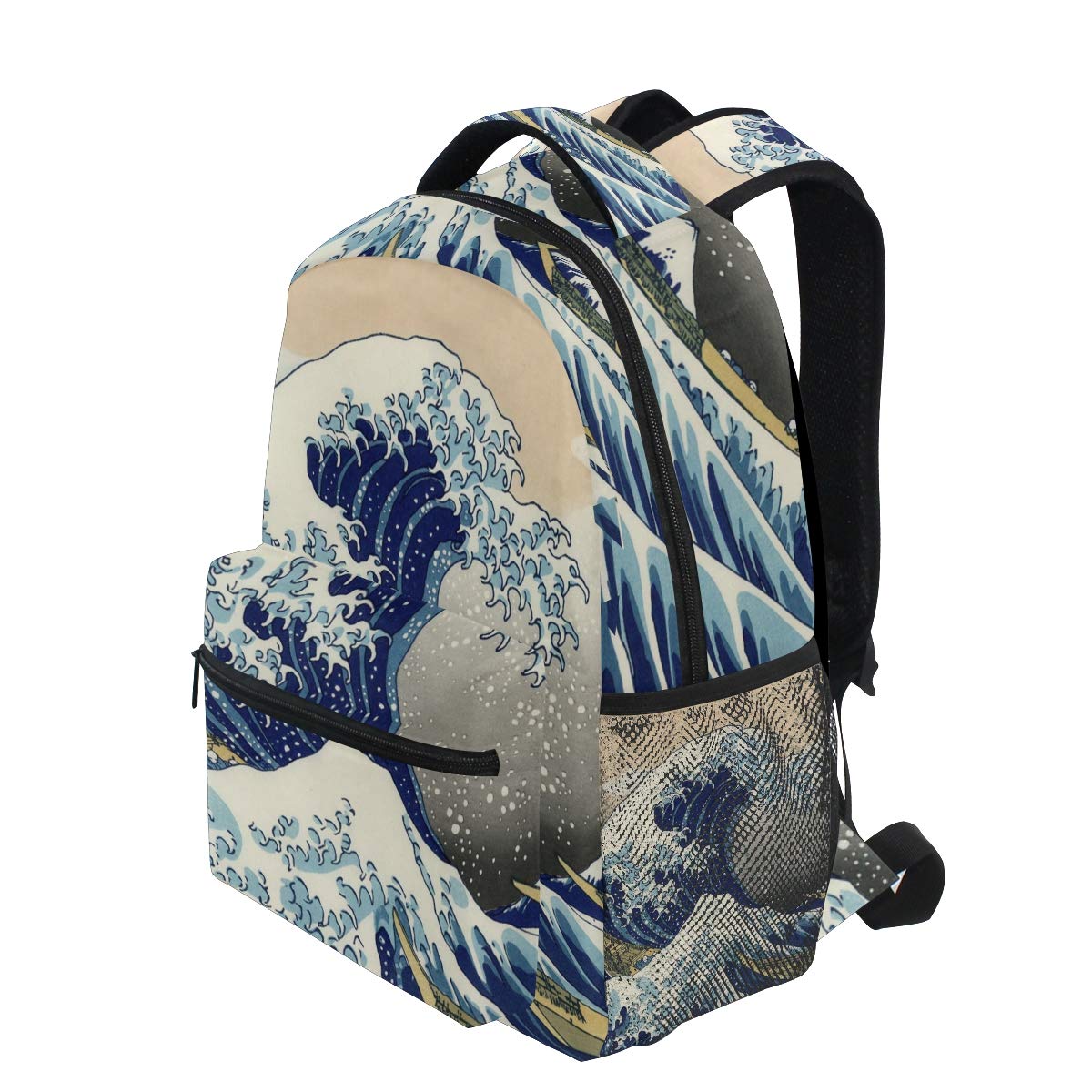 Premium WIHVE School Backpack - Great Wave Kanagawa Design Bookbag, Durable Travel Rucksack for Students & Commuters - Perfect for School, College, Work & Outdoor Adventures (One Size)