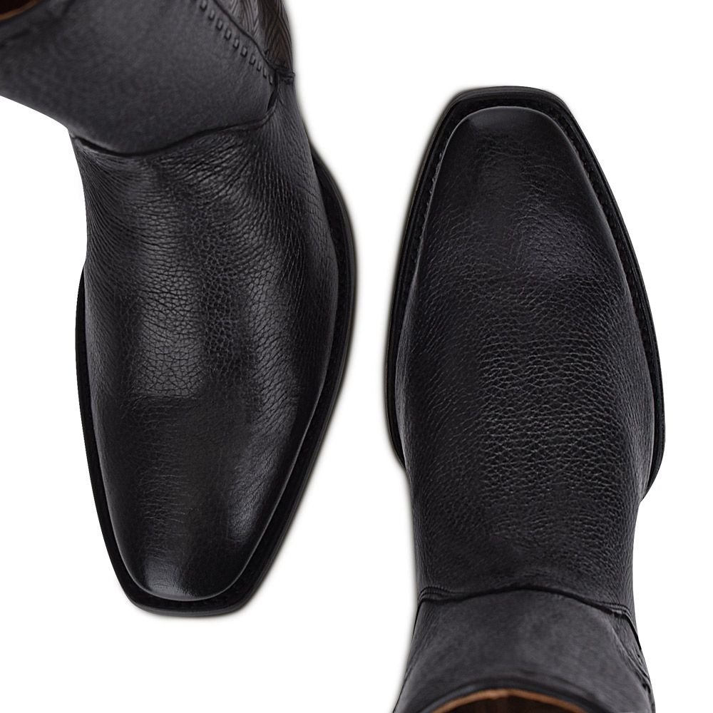 Men's Cuadra Black Casual Fashion Cowboy Deer Leather Mid Boots - Stylish & Comfortable for Western Wear, Outdoor Adventures & Everyday Use