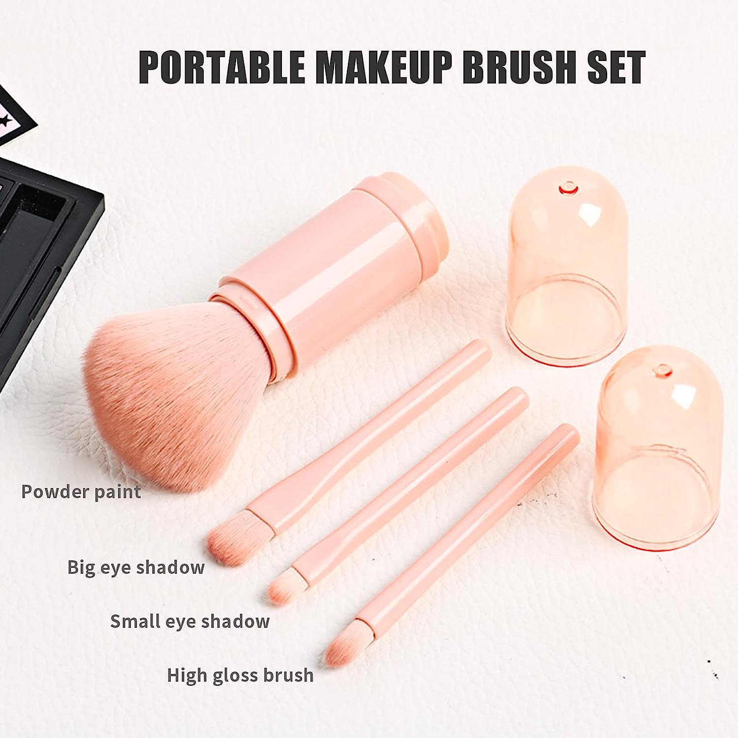 DD Retails 4-in-1 Retractable Makeup Brush Set - Portable Telescopic Cosmetic Brushes for Women with Lip, Highlight, Eyeshadow & Foundation Brush (Pack of 1) | Perfect for Travel, On-the-Go Touch Ups & Professional Makeup Application
