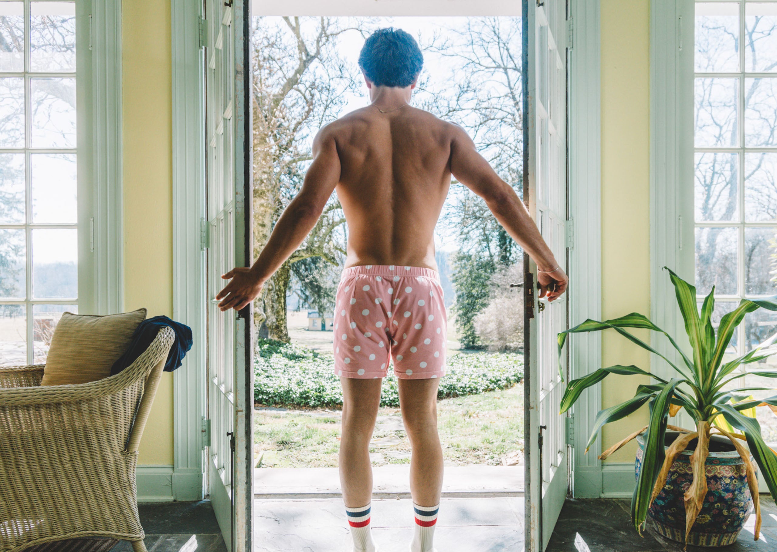 Slim Fit Boxer Briefs for Men - 3 Pack Soft Cotton Underwear with Hand-Drawn Dots Design | Comfortable Everyday Wear, Gym & Sleep