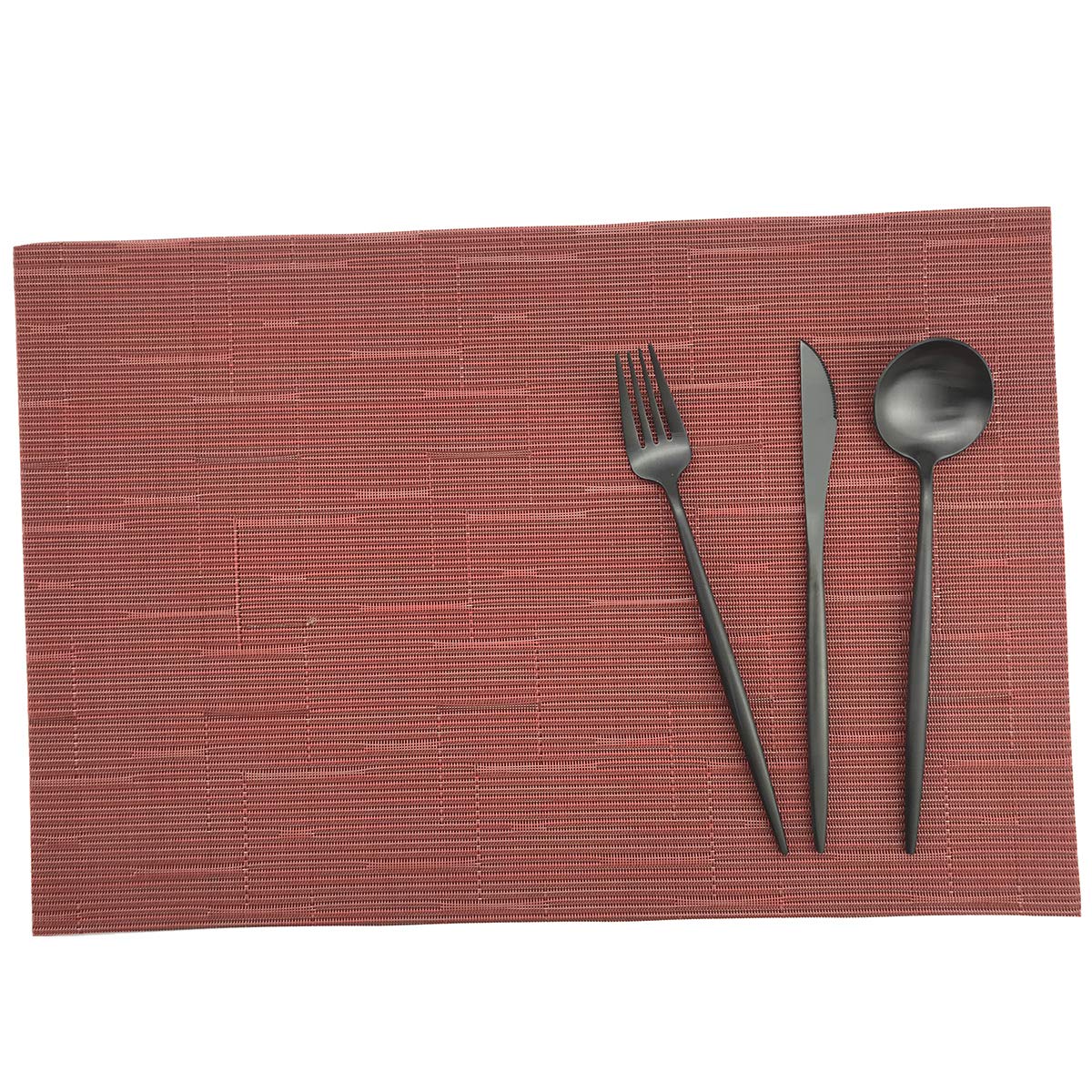Premium PVC Table Mats Set of 6 - Woven Vinyl Placemats 18