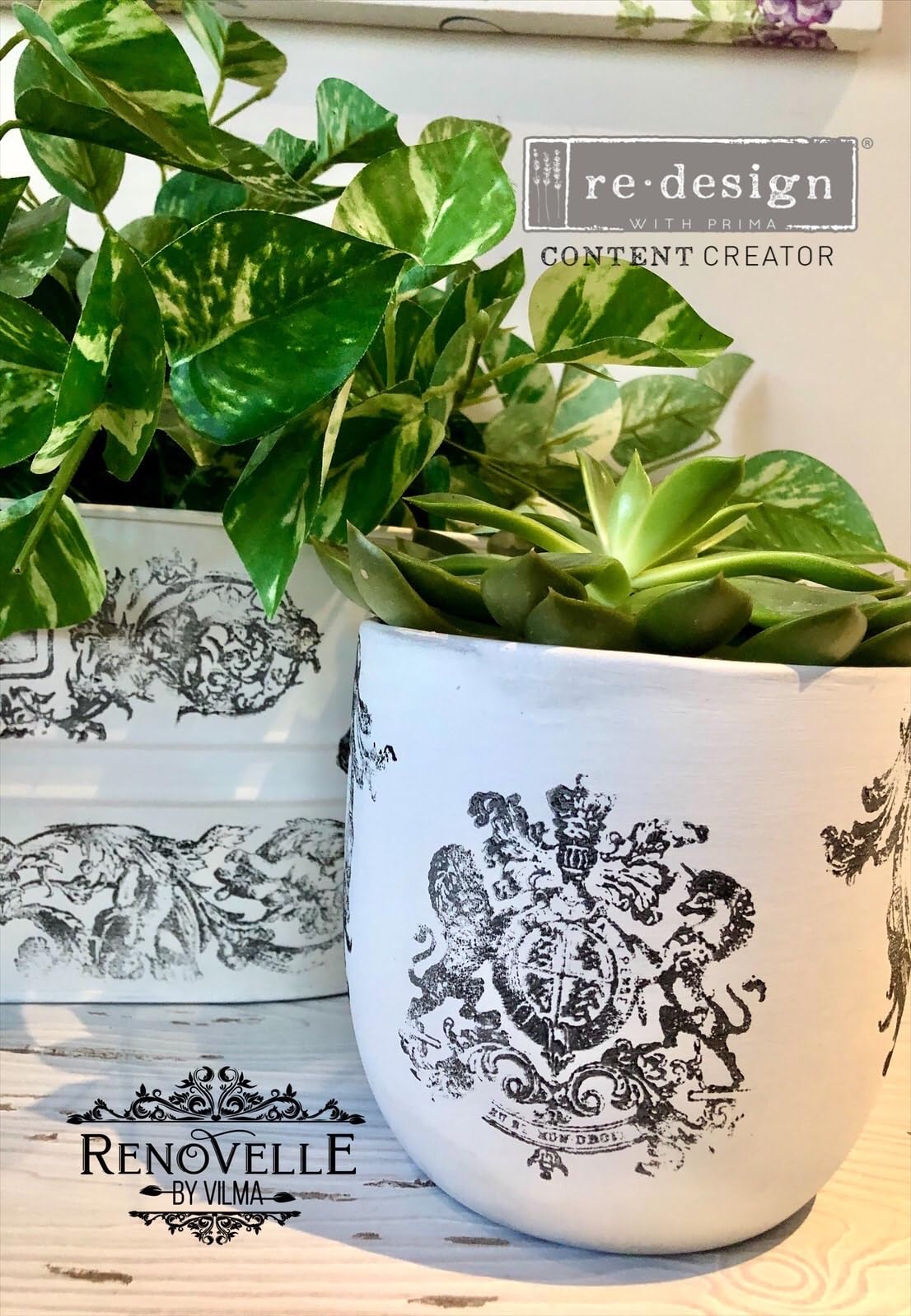Redesign Decor Clear-Cling Stamps - Chateau De Maisons Wall Decals for Furniture, Nightstand, Vanity & Desk | Easy DIY Wall Art & Home Décor | Perfect for Bedroom, Living Room & Office Spaces