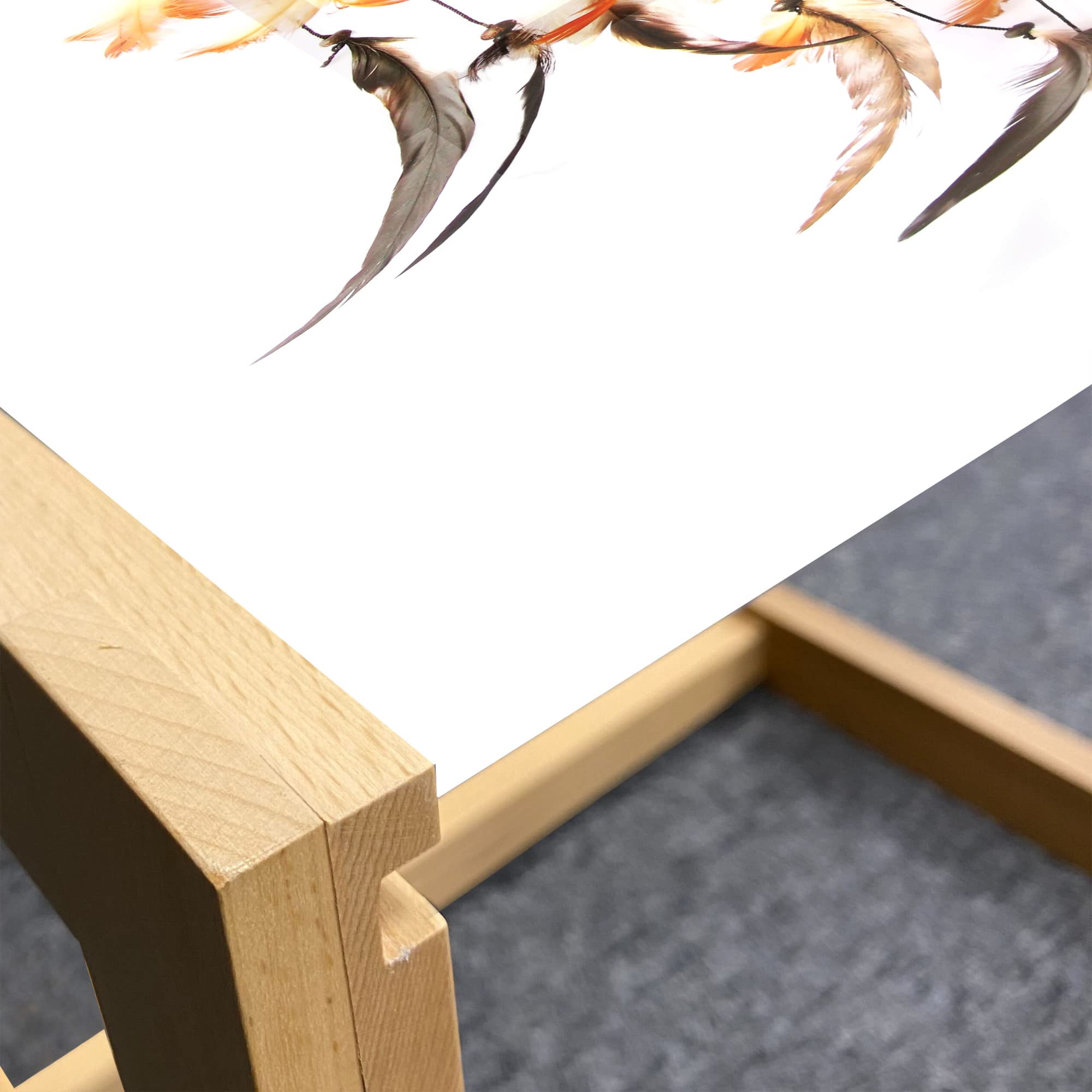Bohemian Dreamcatcher Coffee Table - Wooden Frame & Acrylic Glass for Office & Dorm Decor