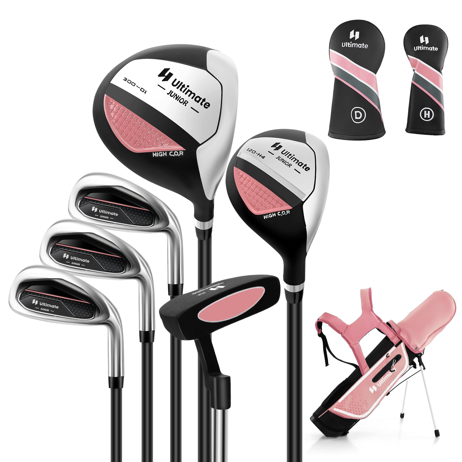 **Goplus Junior Complete Golf Club Set for Kids Ages 5-13 - Right Hand Golf Clubs with Stand Bag & Rain Hood - Perfect for Boys & Girls Learning Golf - Ideal for Backyard, Driving Range & Junior Tournaments**
