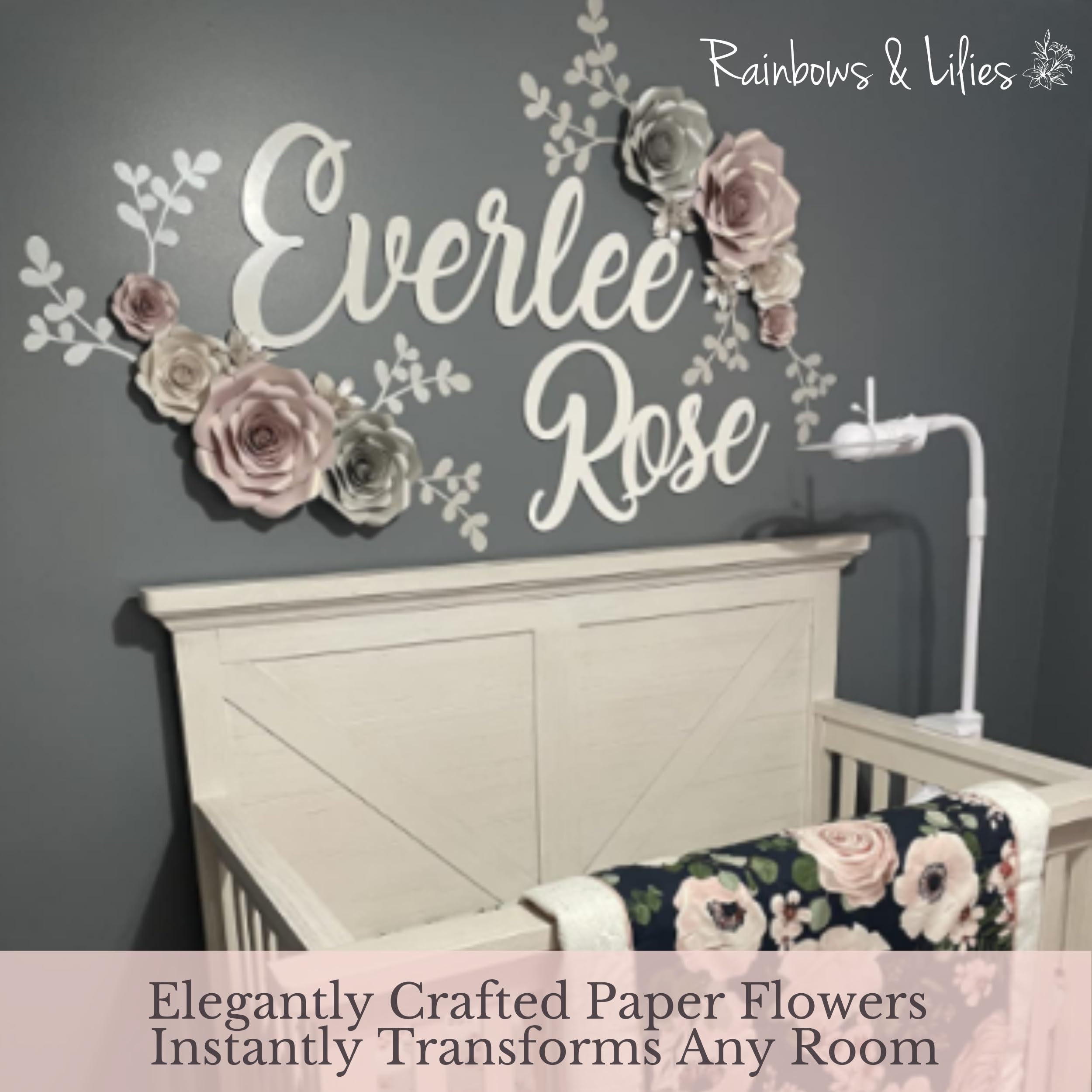 Rainbows & Lilies Paper Flowers Wall Decor - 3-Piece Set for Wedding, Baby Shower, Nursery, Party Backdrop & Centerpieces | Perfect for Bridal Showers, Baby Girl Rooms & Photo Booth Backgrounds