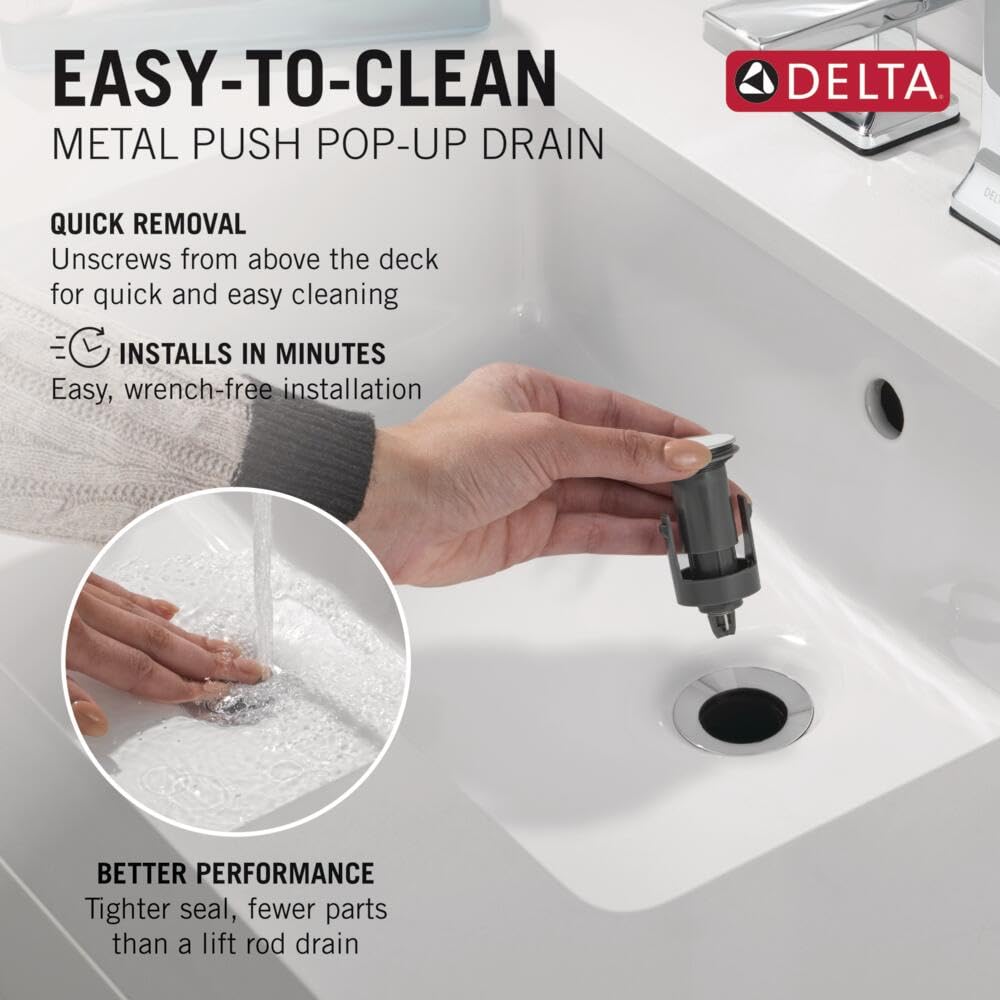 Delta Esato Centerset Bathroom Faucet Chrome - 2-Handle Bathroom Sink Faucet with Drain Assembly - High-Quality Chrome Finish for Modern Bathrooms - Perfect for Home, Hotel, and Commercial Use