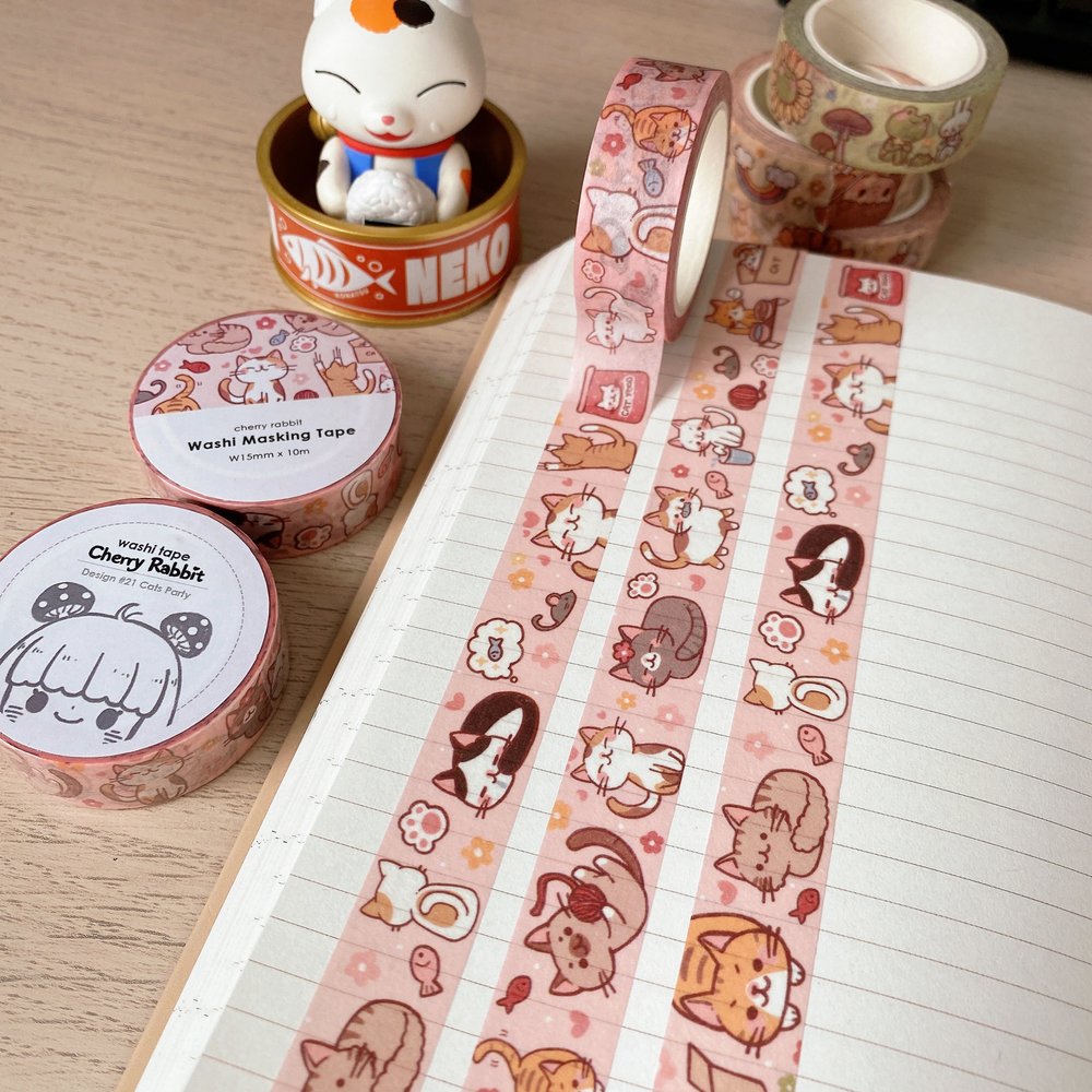 Cute Cat Washi Tape for Scrapbooking, Journaling, and DIY Crafts - Perfect for Party Decorations, Gift Wrapping, and Planner Stickers