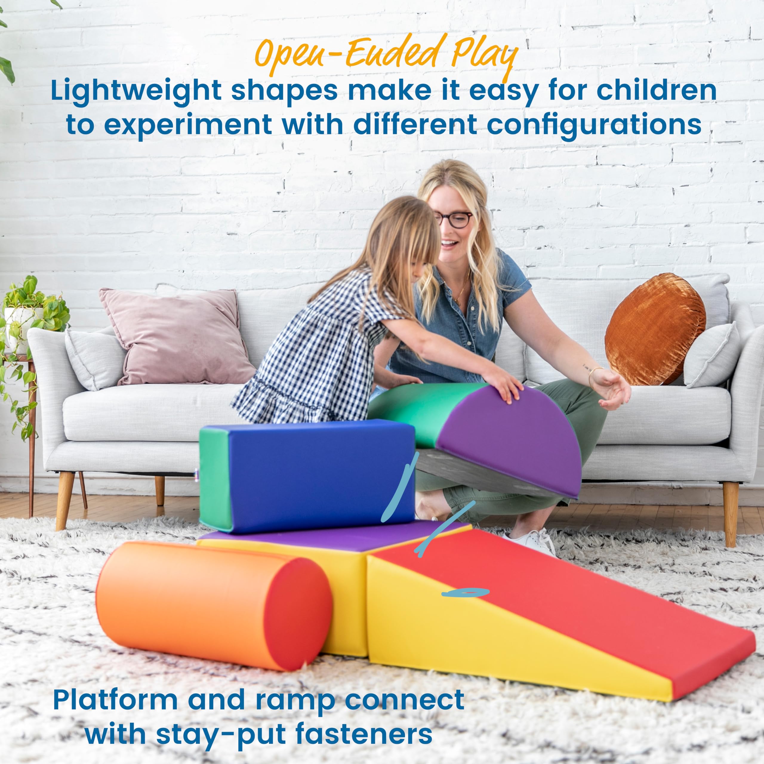 ECR4Kids SoftZone Climb and Crawl Playset - 5-Piece Foam Building Blocks for Toddlers | Safe Indoor Play Equipment for Daycare, Preschool & Home Playroom