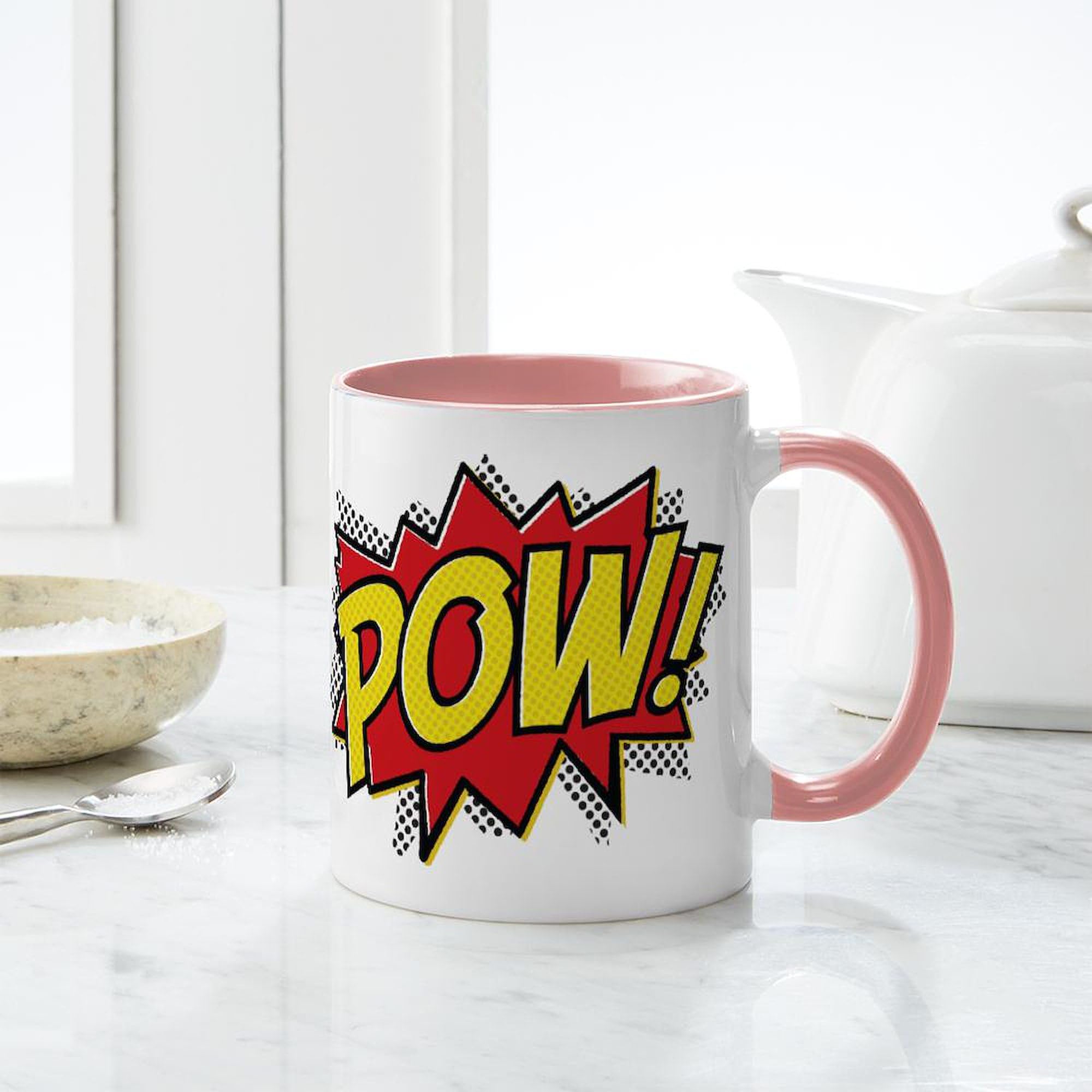 POW! 11 oz (325 ml) Ceramic Coffee Mug - Fun Superhero Design for Office, Home & Gifts - Perfect for Tea, Hot Chocolate & Morning Coffee
