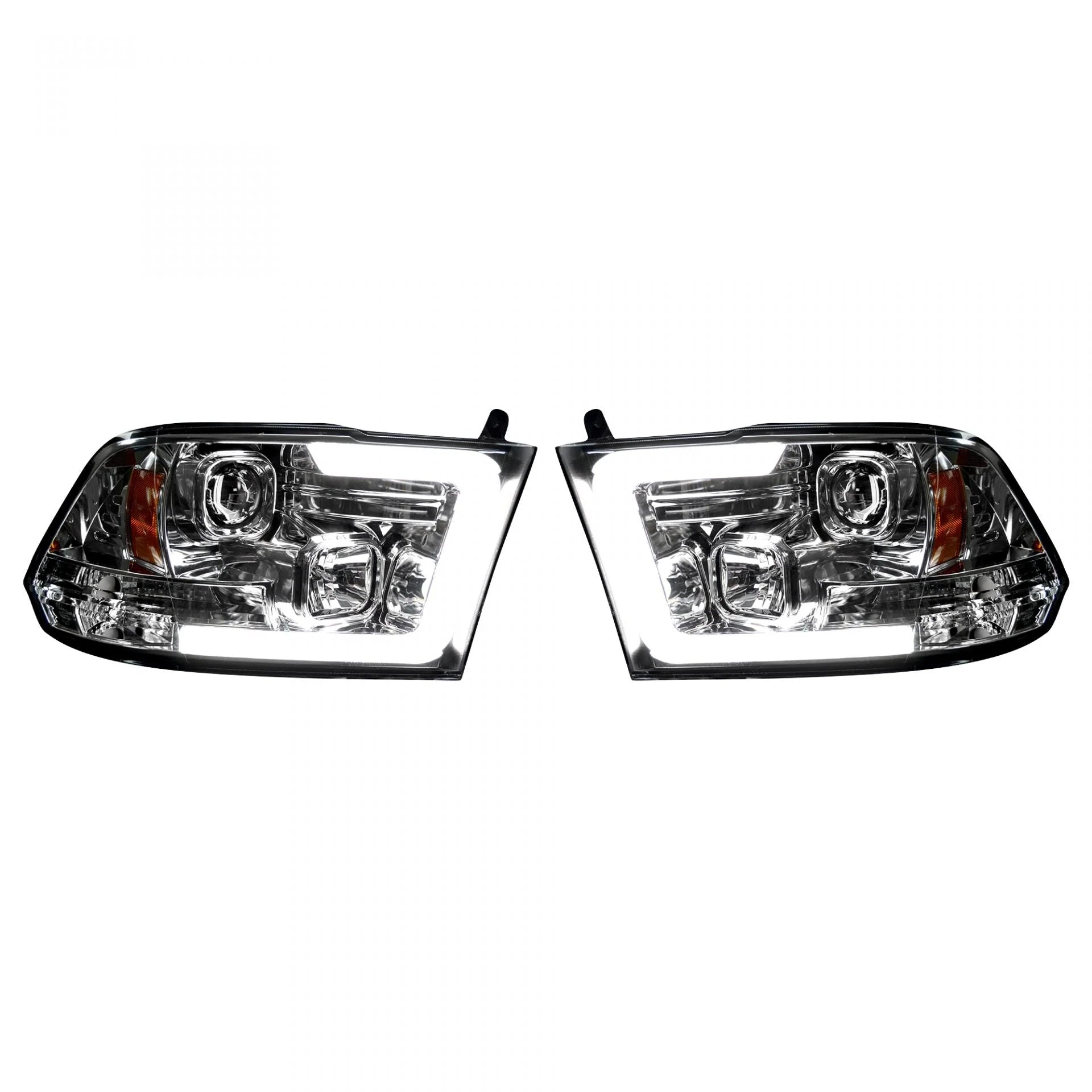 Dodge RAM 2500 3500 2010-2018 Projector Headlights with OLED Halos & DRL - Clear/Chrome Lens - Upgrade Your Truck Lighting for Night Driving & Off-Road Adventures