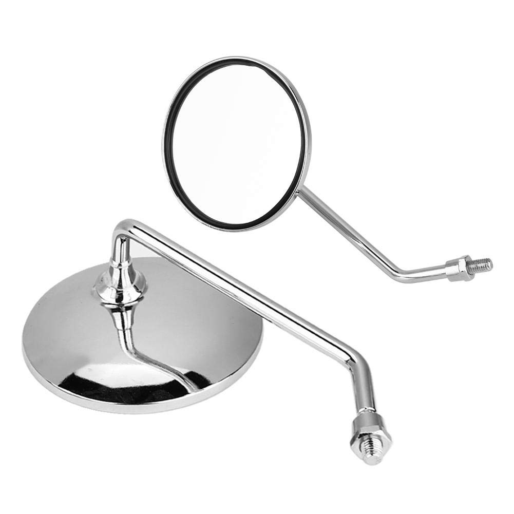 10mm Motorcycle Rear Mirrors - 2pcs Round Silver for Safe Riding